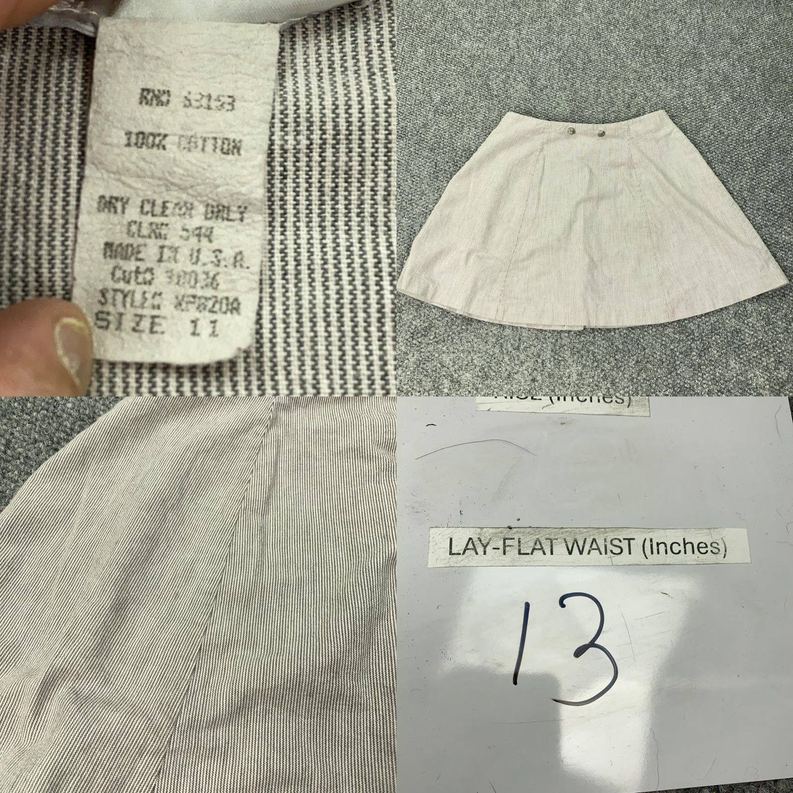 Vintage VINTAGE Rampage Skirt Womens 11 Beige Gray Pinstripe Button Front A-Line 90s Size 32" / US 10 / IT 46 - 8 Thumbnail