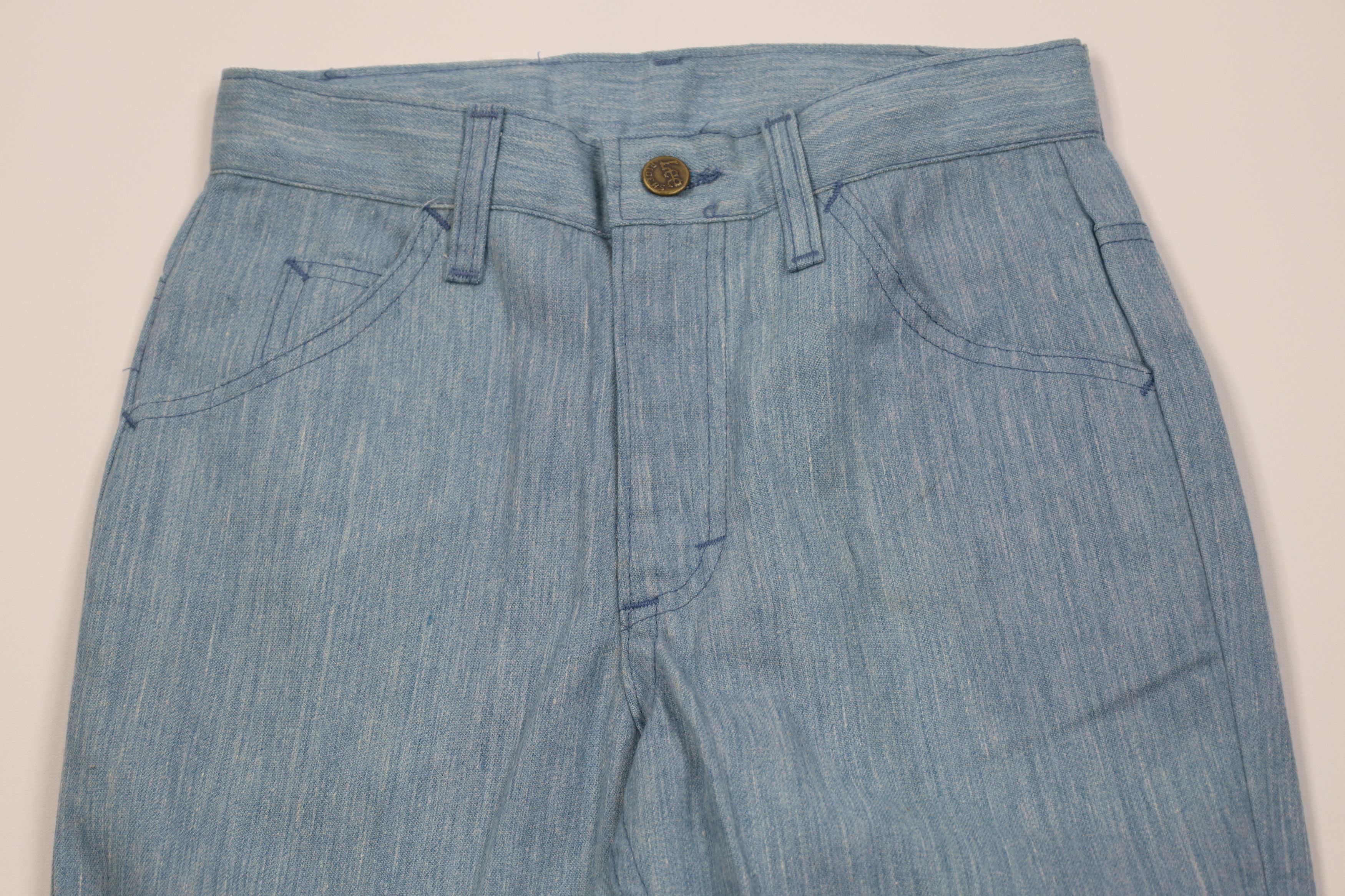 Lee Vintage 70s Lee Flared Wide Leg Denim Jeans Blue USA Size 24" / US 00 / IT 34 - 2 Thumbnail