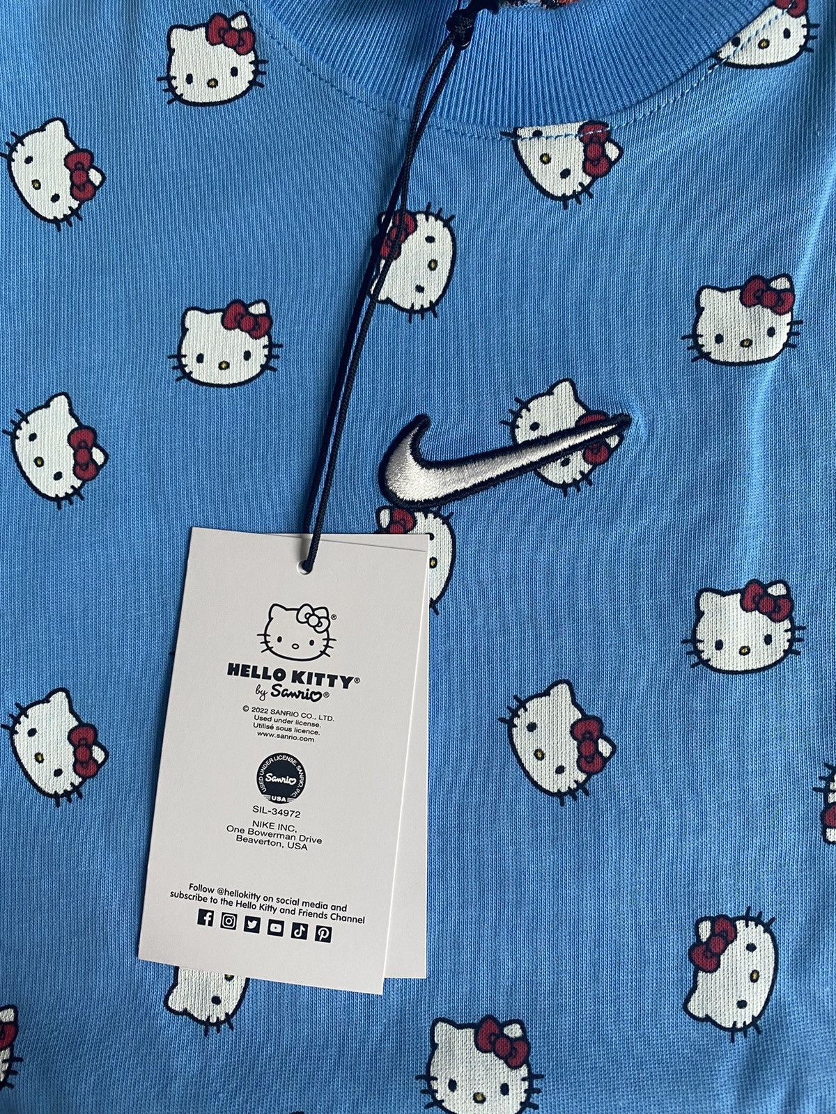Nike Nike x Hello Kitty Blue T-shirt Size US S / EU 44-46 / 1 - 3 Thumbnail