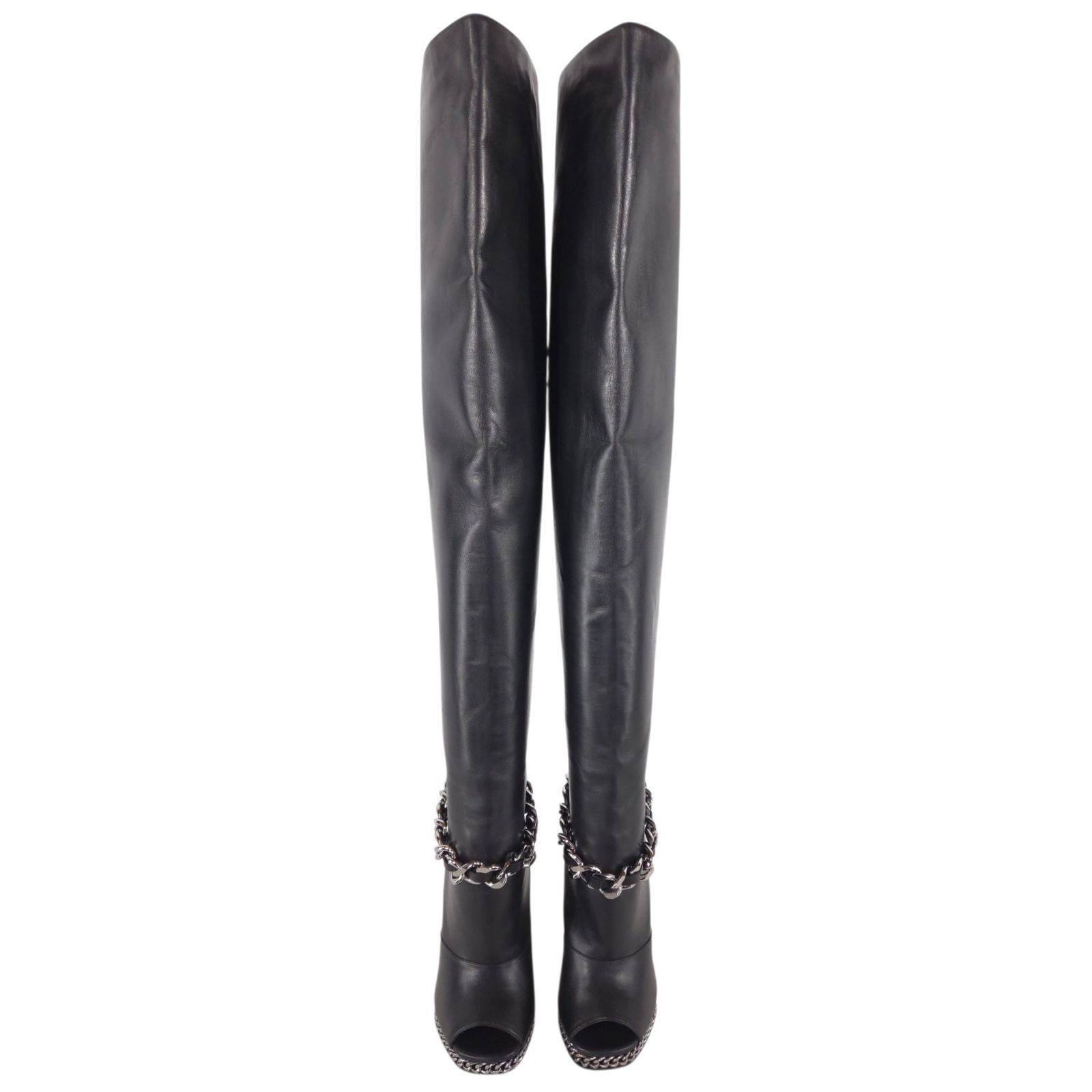 Balmain Balmain Chain Peep Toe Over The Knee Boots US 7.5 IT 37.5 W Size US 7.5 / IT 37.5 - 4 Thumbnail