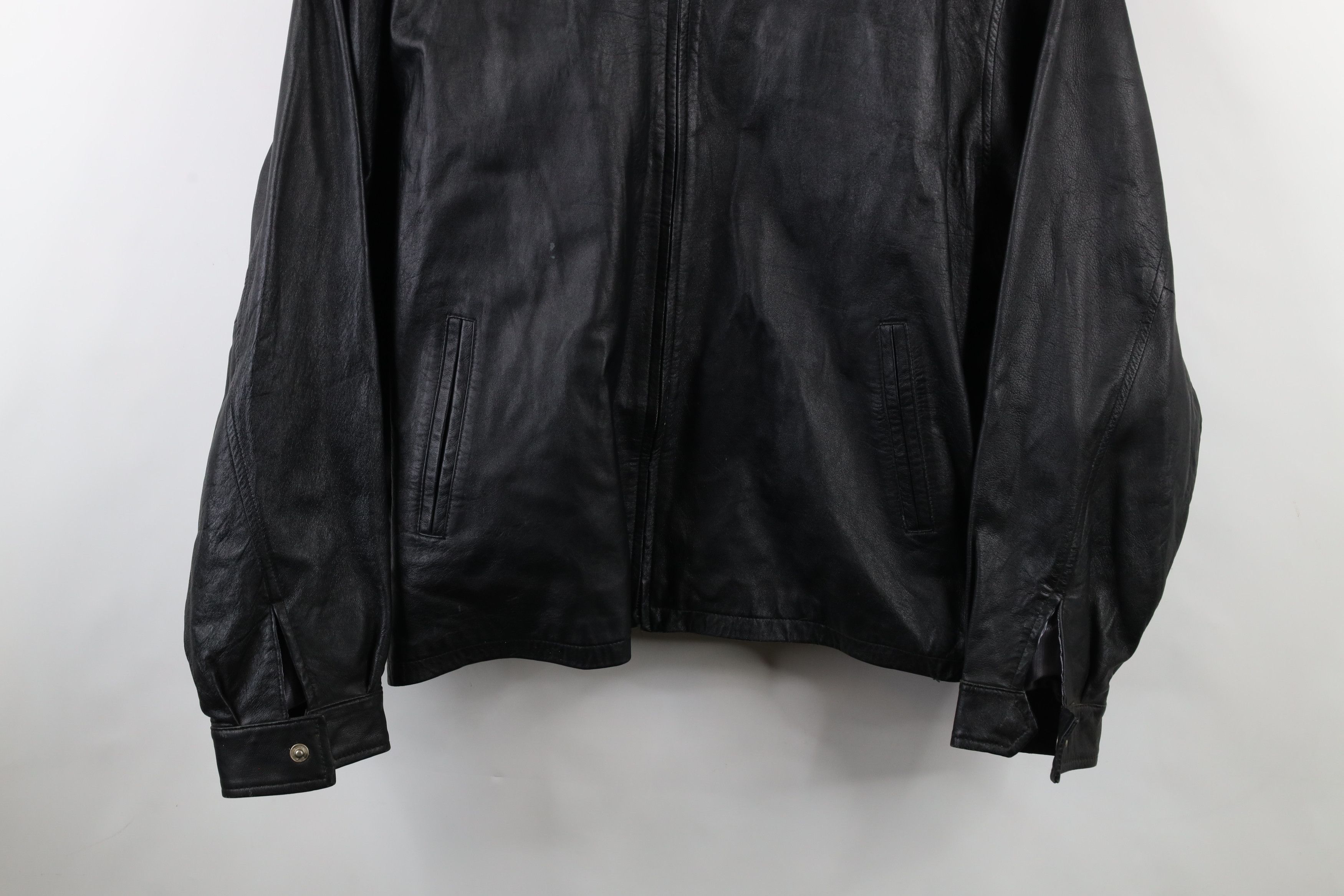 Vintage Vintage 90s Streetwear Side Buckle Full Zip Leather Jacket Size US XXL / EU 58 / 5 - 3 Thumbnail