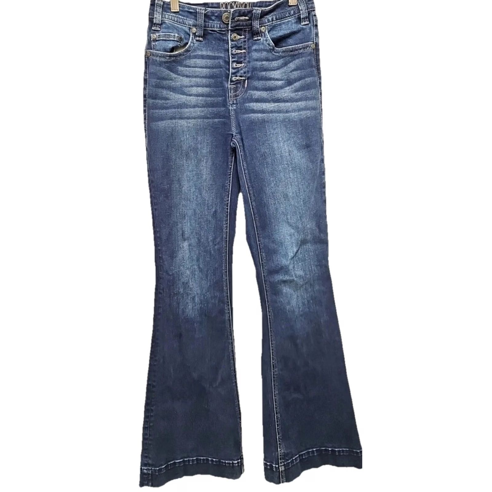 Denime Rock & Roll Cowgirl Jeans Bootcut Women’s Denim Mid Rock 32x32 Blue Stretch Regular Kans? Size 24" / US 00 / IT 34 - 2 Thumbnail
