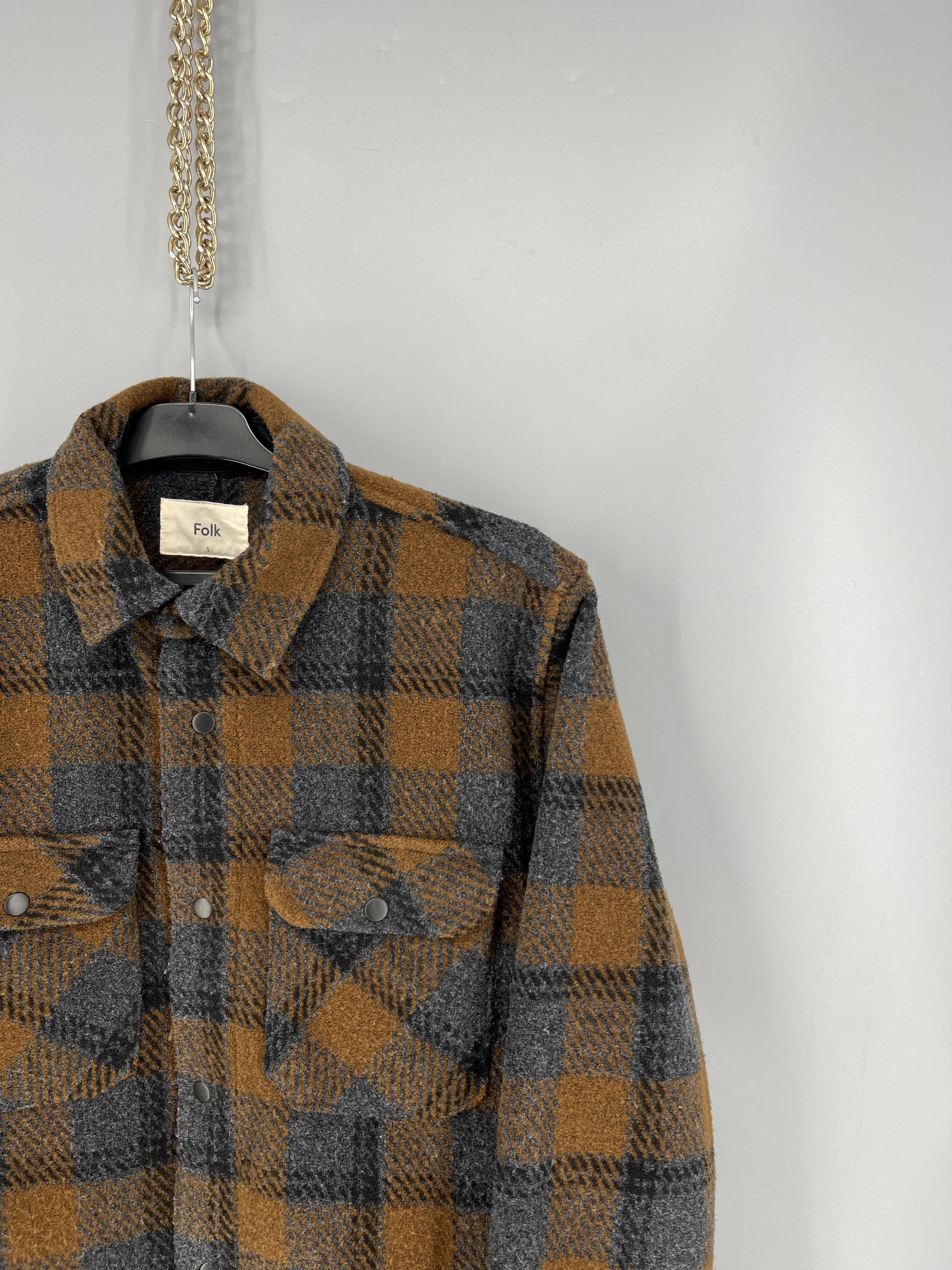Folk Folk Ryburn Check Olive Green Flannel Over Shirt Chore Size US M / EU 48-50 / 2 - 5 Thumbnail
