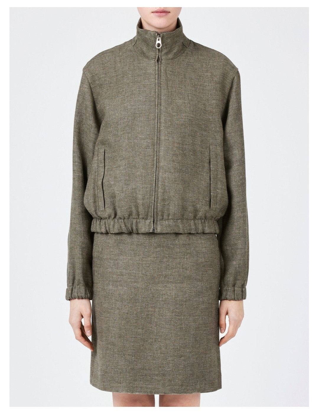 Loro Piana o1srvl11e0825 FAO6132 Bomber Linen Jacket in Green Size L / US 10 / IT 46 - 7 Thumbnail