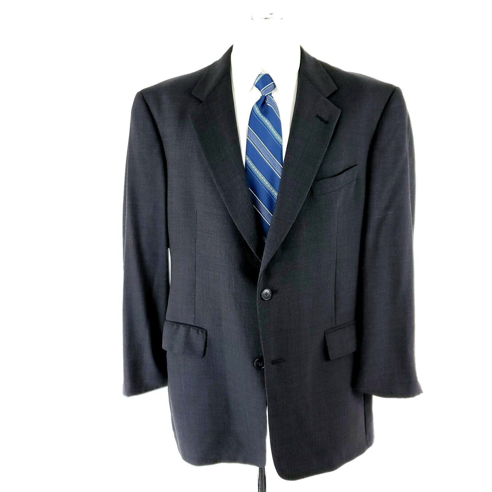 Hart Schaffner Marx Hart Schaffner Marx Wool 2 Button Sport Coat 42R Gray Check Size 42R - 3 Thumbnail