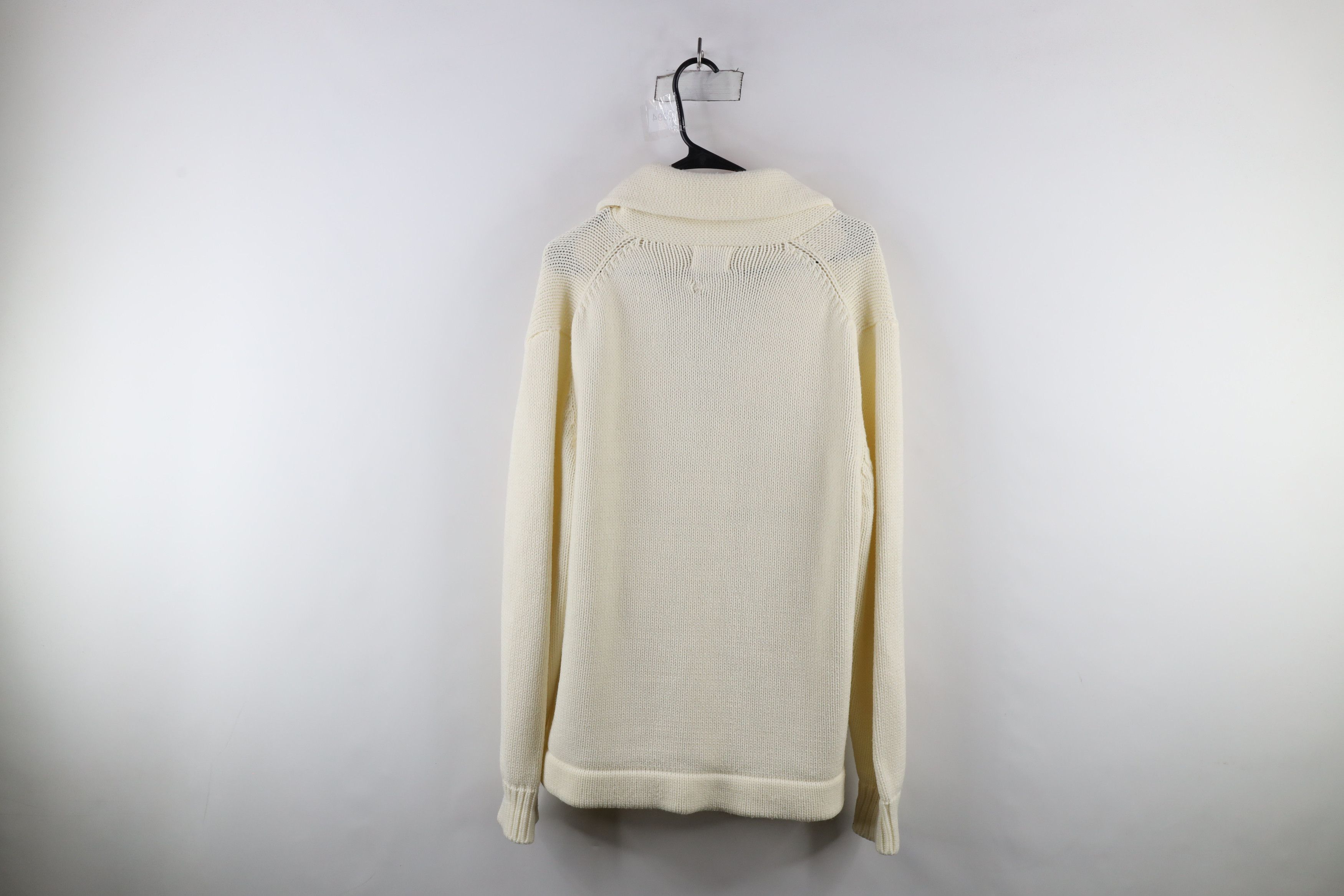 Vintage Vintage 70s Streetwear Knit Shawl Cardigan Sweater Cream Size L / US 10 / IT 46 - 10 Thumbnail