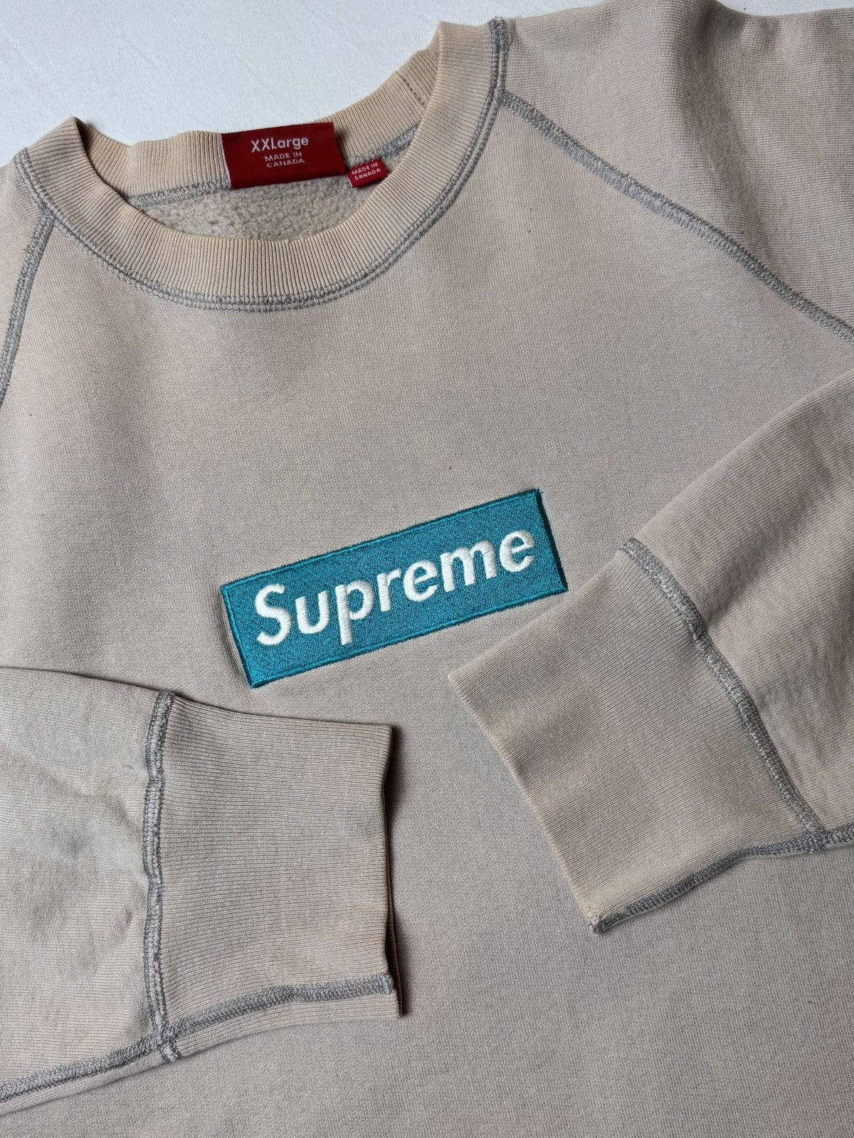 Supreme Supreme Oatmeal Box Logo Crewneck 2006 Size US XXL / EU 58 / 5 - 3 Thumbnail