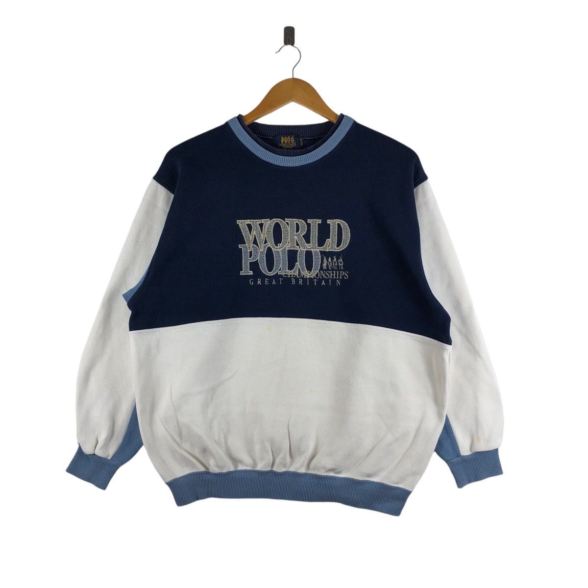 Vintage Vintage 90s WORLD POLO Championship Sweatshirt Big Logo Size US L / EU 52-54 / 3 - 1 Thumbnail