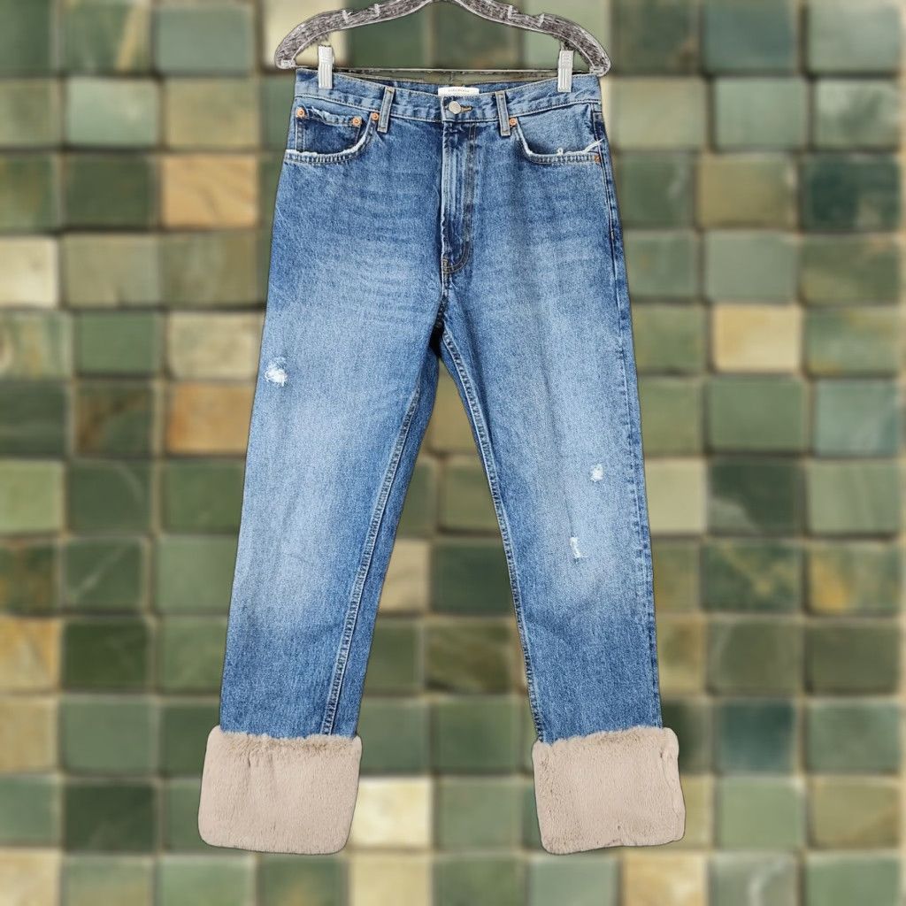 Zara ZARA Distressed Straight Leg Jeans Women Size 6 Blue Size 28" / US 6 / IT 42 - 1 Thumbnail