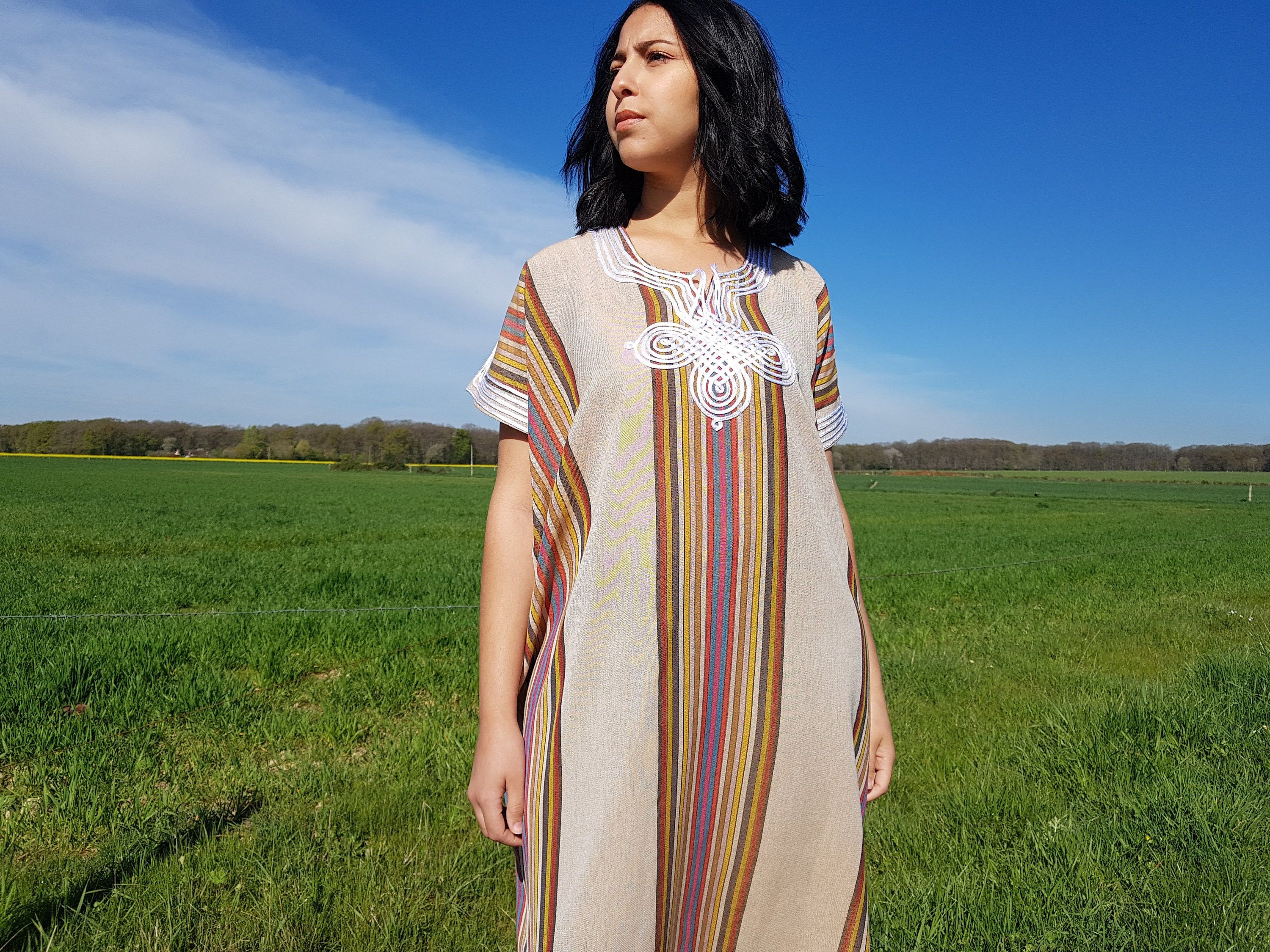 Designer × Handmade Vintage Moroccan Bohemian Kaftan Size ONE SIZE - 2 Thumbnail