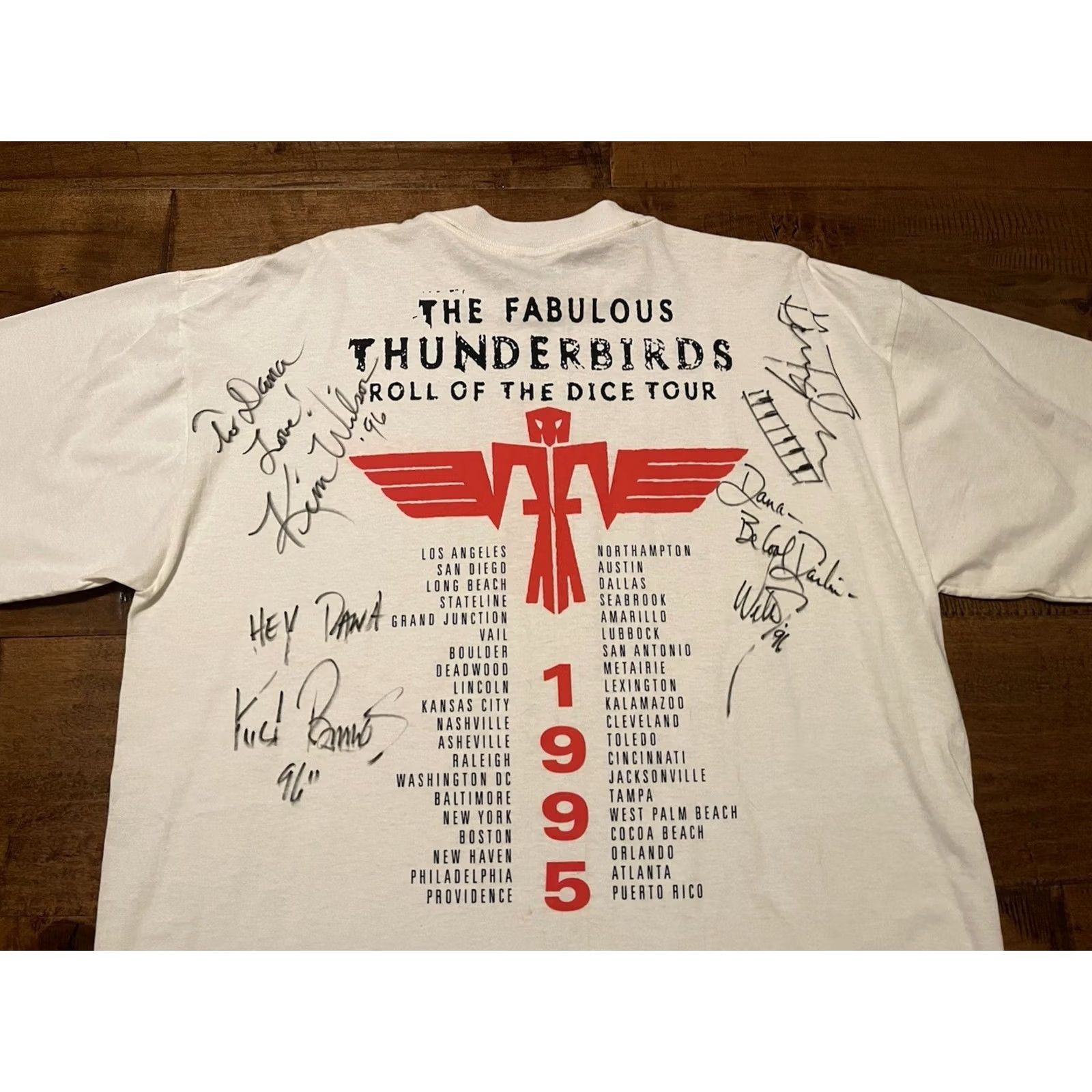 Tultex VINTAGE The Fabulous Thunderbirds Roll of the Dice Tour 1995 Signed Auto Shirt XL Size US XL / EU 56 / 4 - 2 Thumbnail