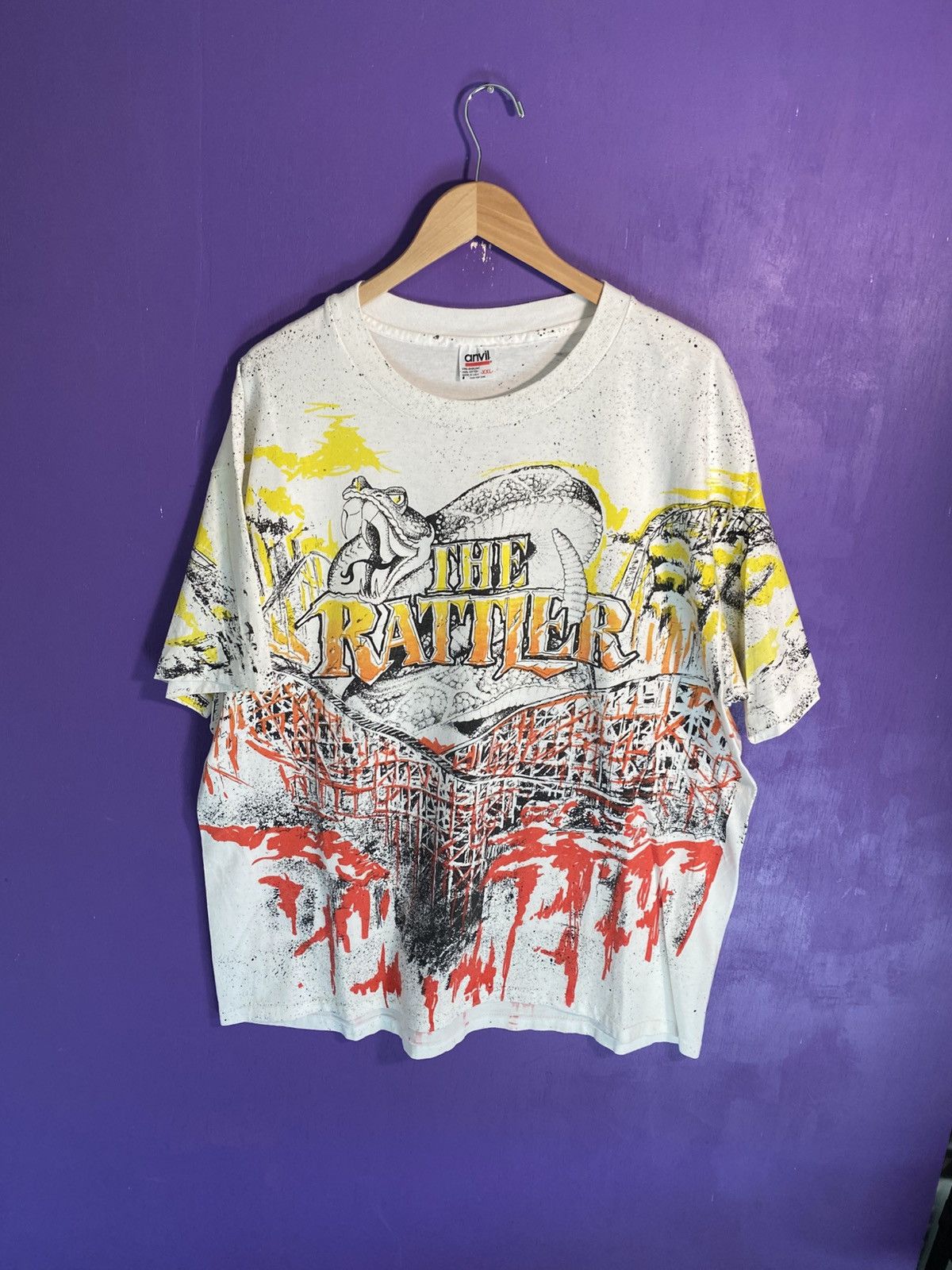 Other Vintage 90s Six flags fiesta texas the rattler AOP t-shirt Size US XXL / EU 58 / 5 - 1 Thumbnail