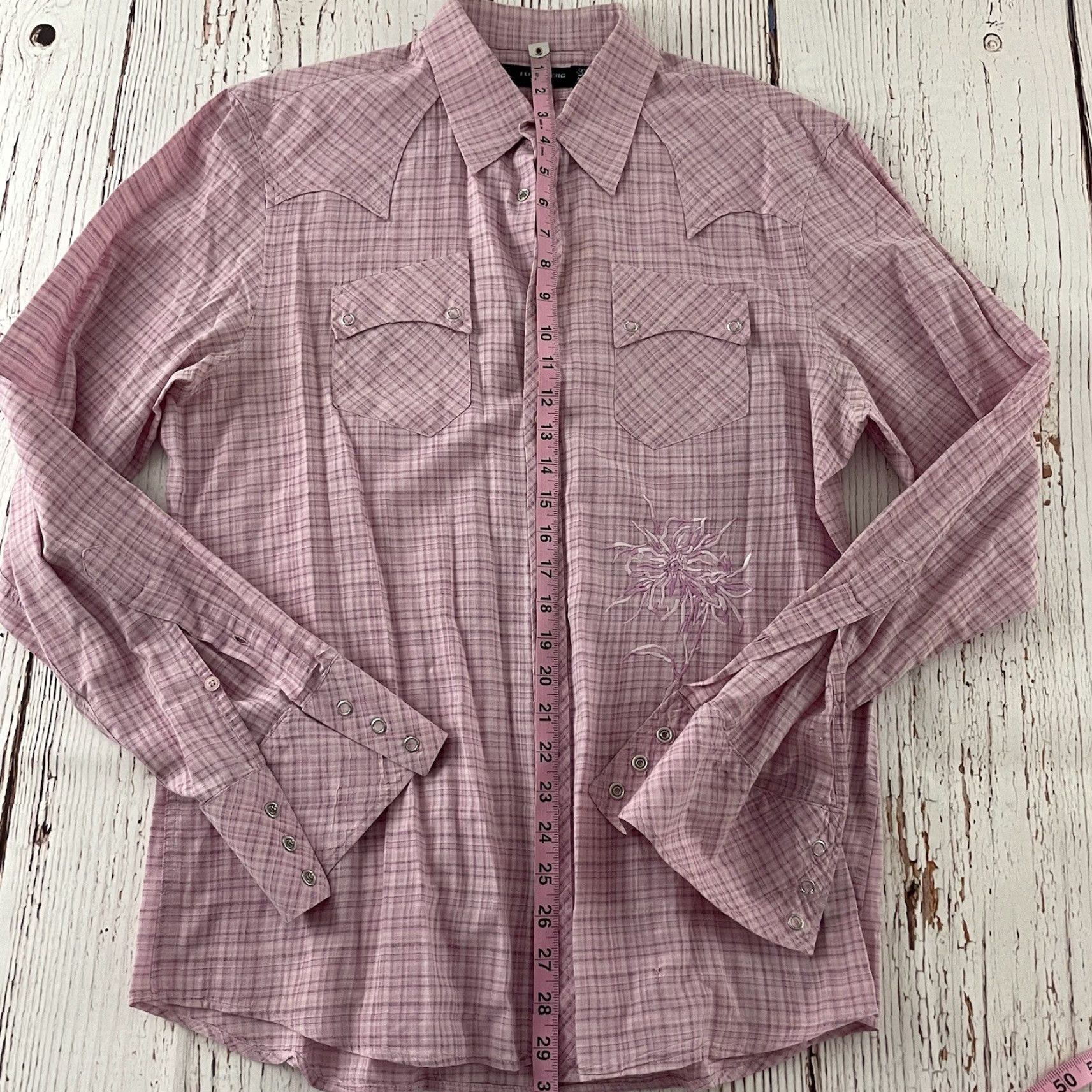 J.Lindeberg J. Lindeberg Shirt Long Sleeve Button-Up Embroidered Pink Men's XL Button Front Shirt Size US XL / EU 56 / 4 - 4 Thumbnail