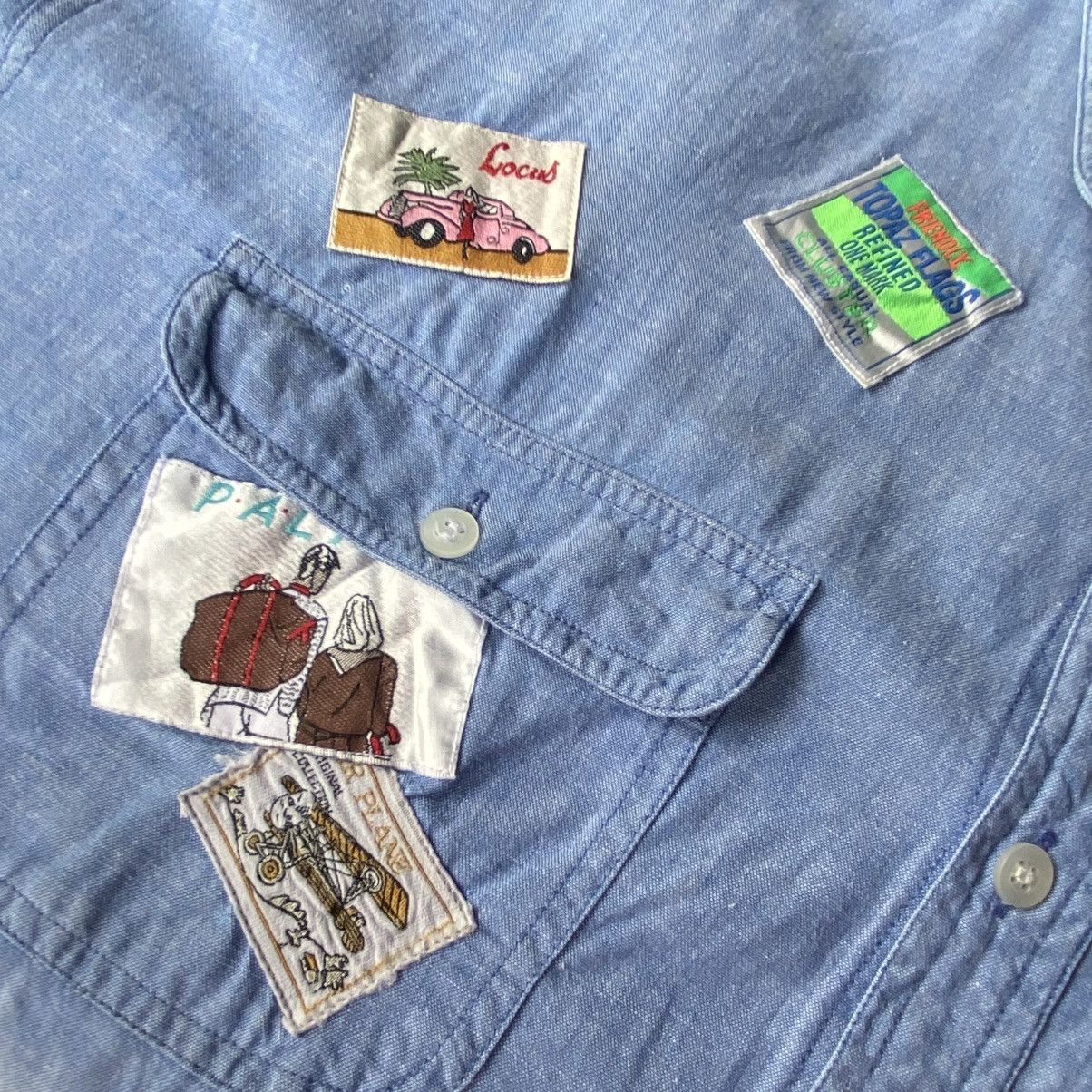Japanese Brand × Vintage ENGLISH HERALDRY Vintage Patched Chambray Shirt. Size US M / EU 48-50 / 2 - 8 Thumbnail