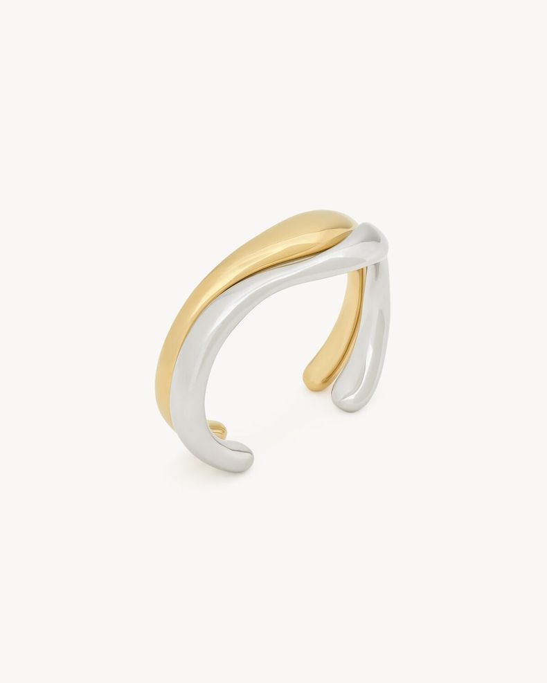 Saint Laurent Paris o1bcso1str0226 Size:M/Wavy Cuff In Metal in Silver Size ONE SIZE - 1 Thumbnail
