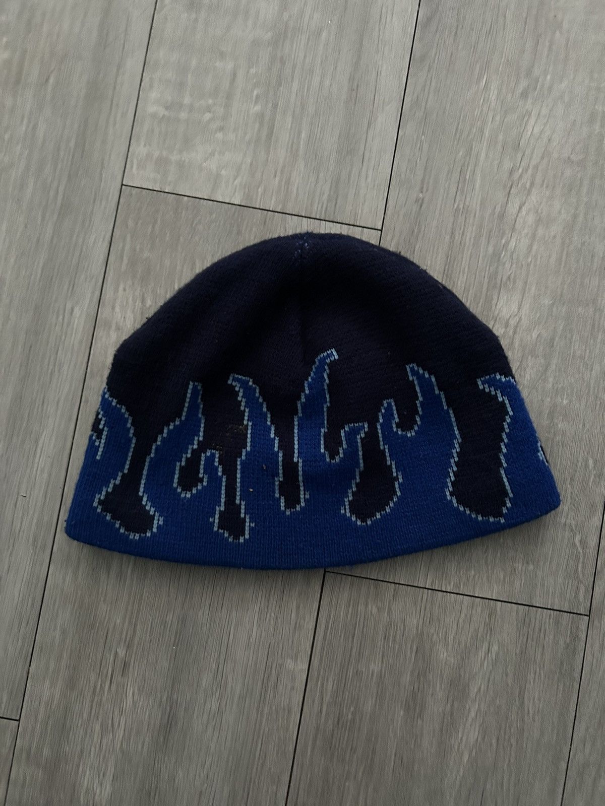 Japanese Brand × Vintage Blue Y2K Flame Beanie Size ONE SIZE - 1 Thumbnail