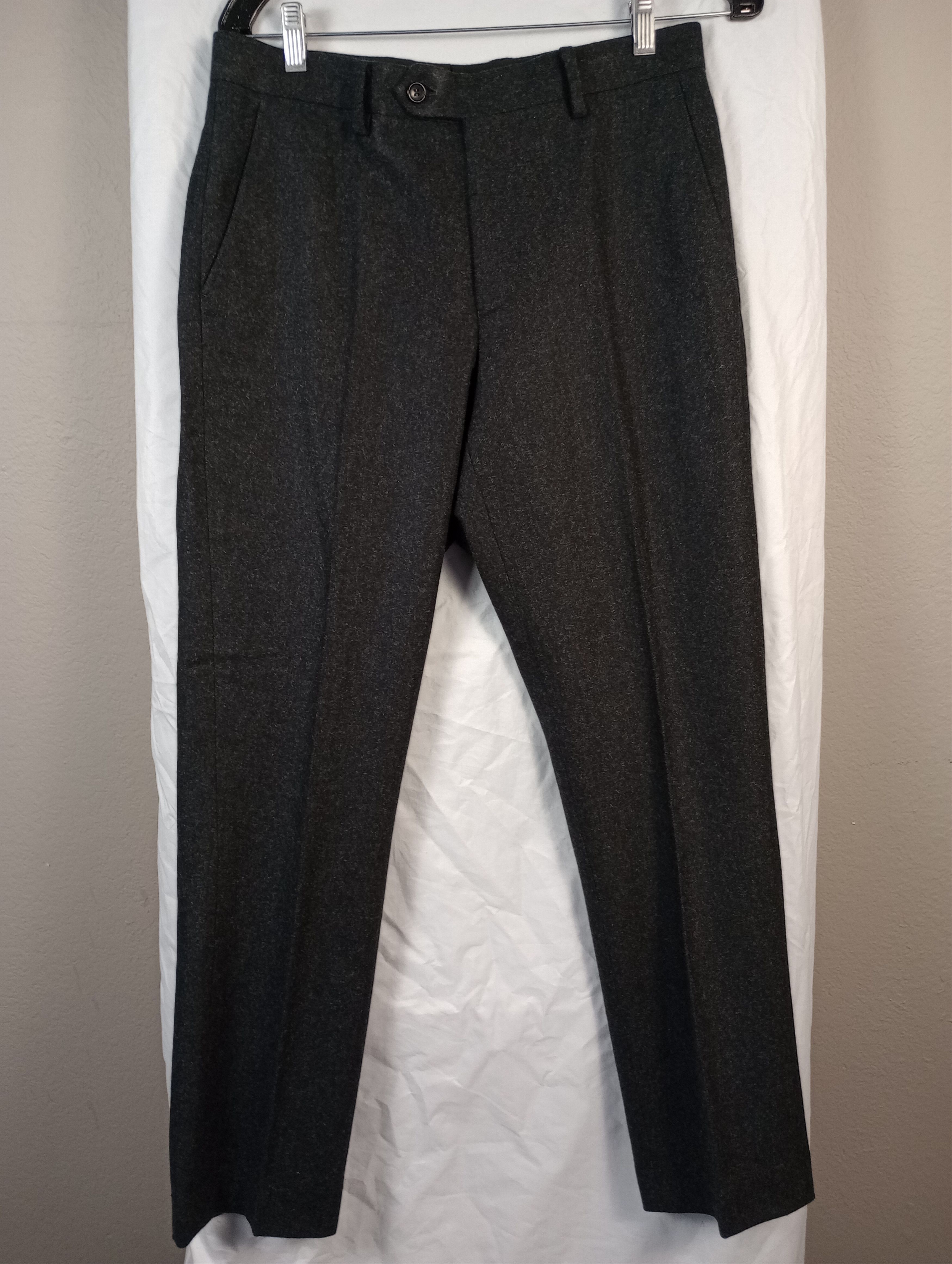 Spier & Mackay Spier & Mackay Wool Flannel Trousers Charcoal Gray Slim 30 Size 36R - 1 Thumbnail