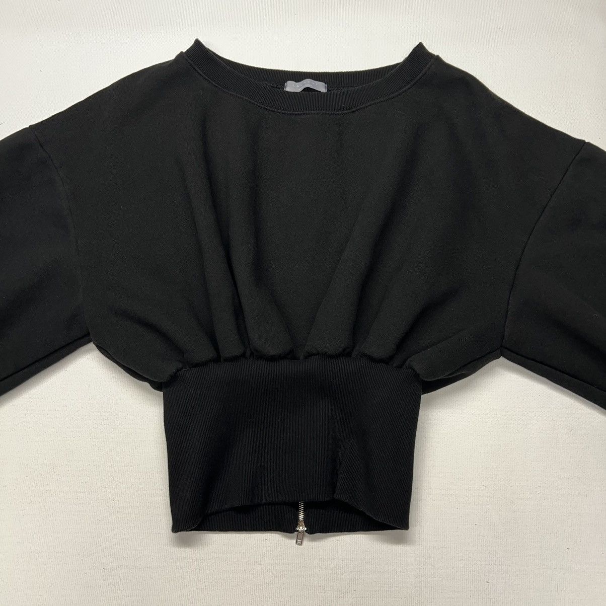 Other Laurent Sweater Black Cropped Zip Baggy Sweatshirt Designer Size S / US 4 / IT 40 - 2 Thumbnail