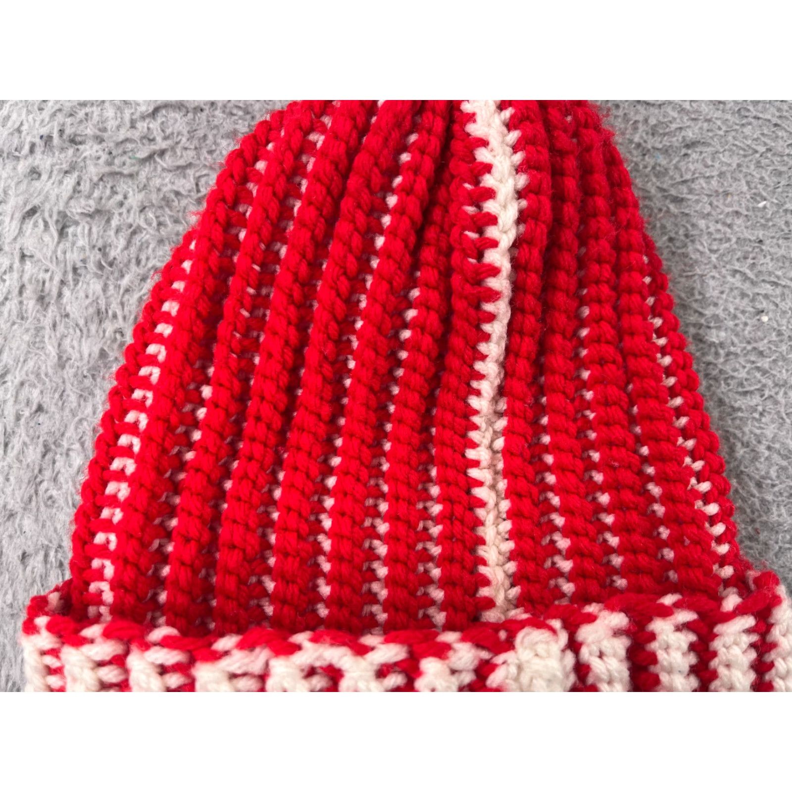 Vintage Beanie Toque Adult One Size Red Double Knit Acrylic Snow Ski Pom Beanie Unisex Adults Winter Holiday Hats Mens Womens Size ONE SIZE - 2 Thumbnail