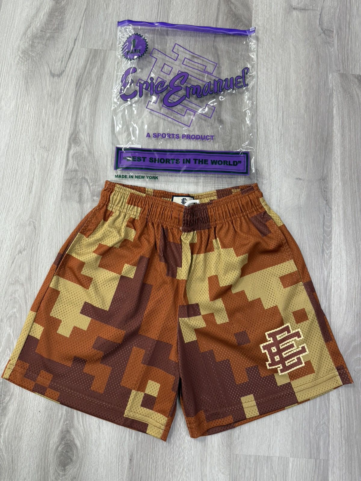 Eric Emanuel Digital Camo Mesh Shorts – Brown/Tan (L)