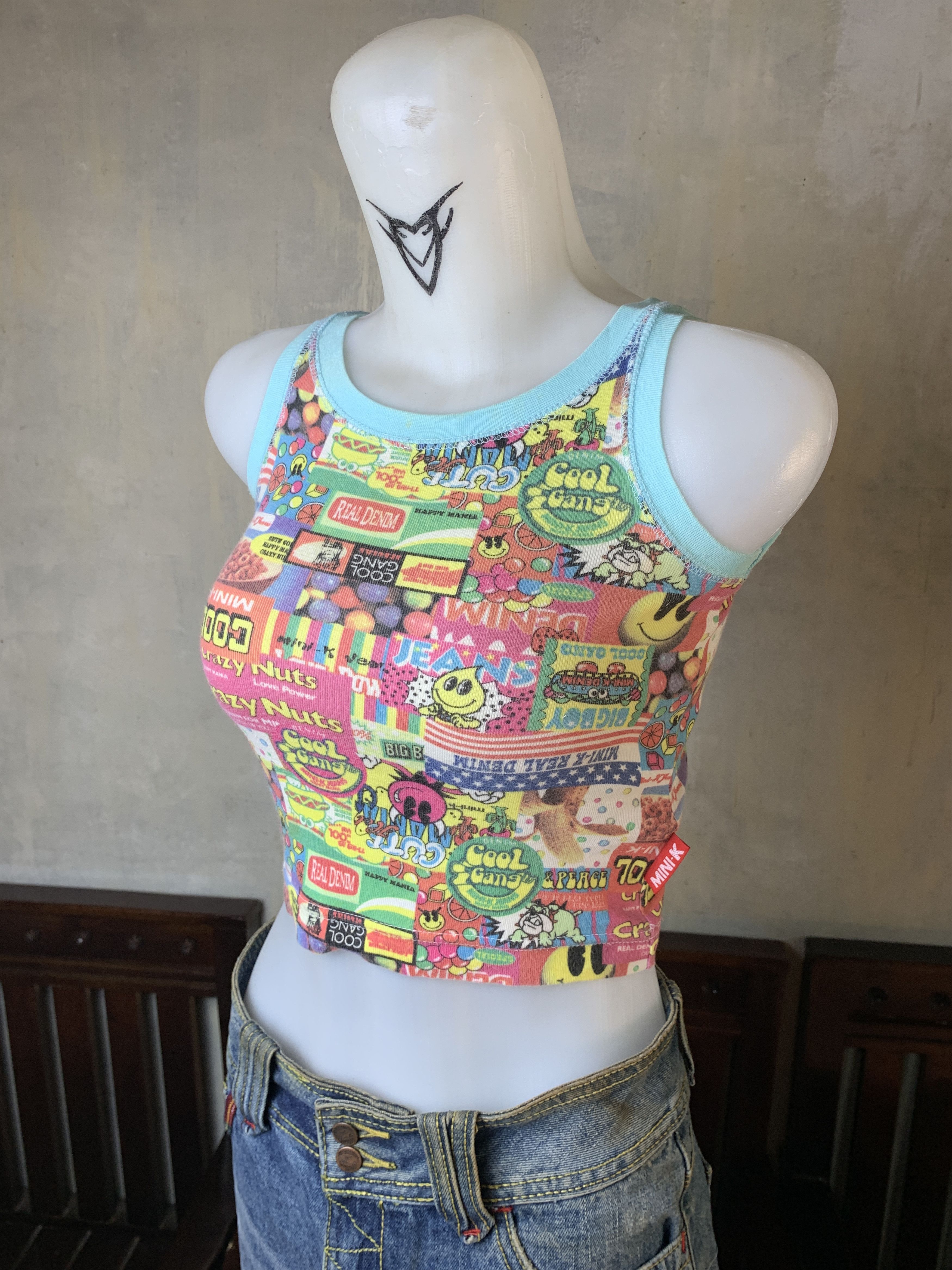 Angel Blue Mini-K Japan Candy Ringer Baby Tank Top (XS) Size XS / US 0-2 / IT 36-38 - 2 Thumbnail