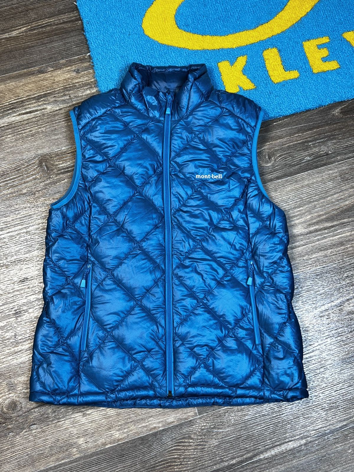 Montbell Quilted Full Zip Puffer Blue Vest Jakcet