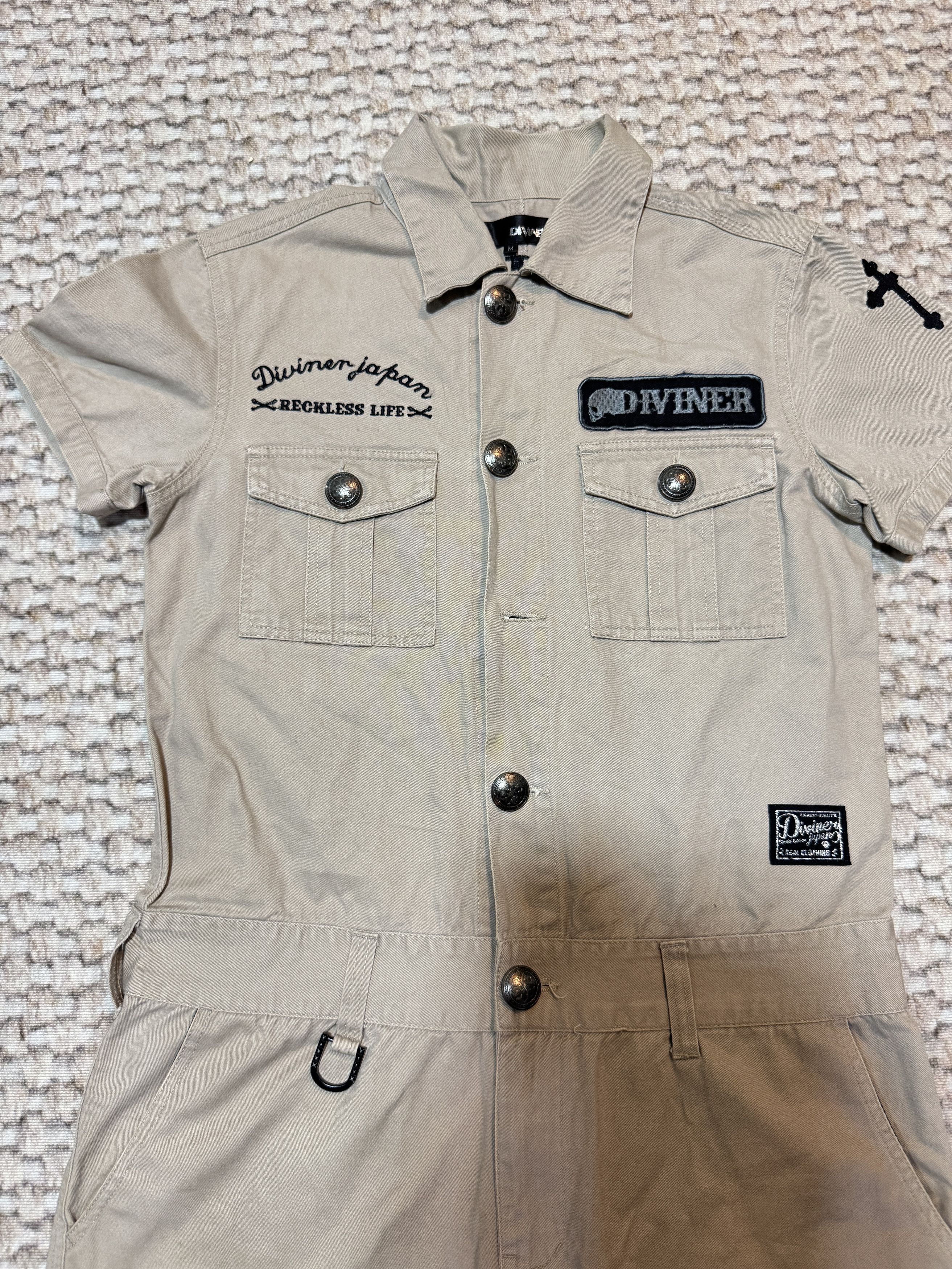 Japanese Brand Japanese Brand Diviner Skull Cross Embroider Coverall Size US 33 - 5 Thumbnail