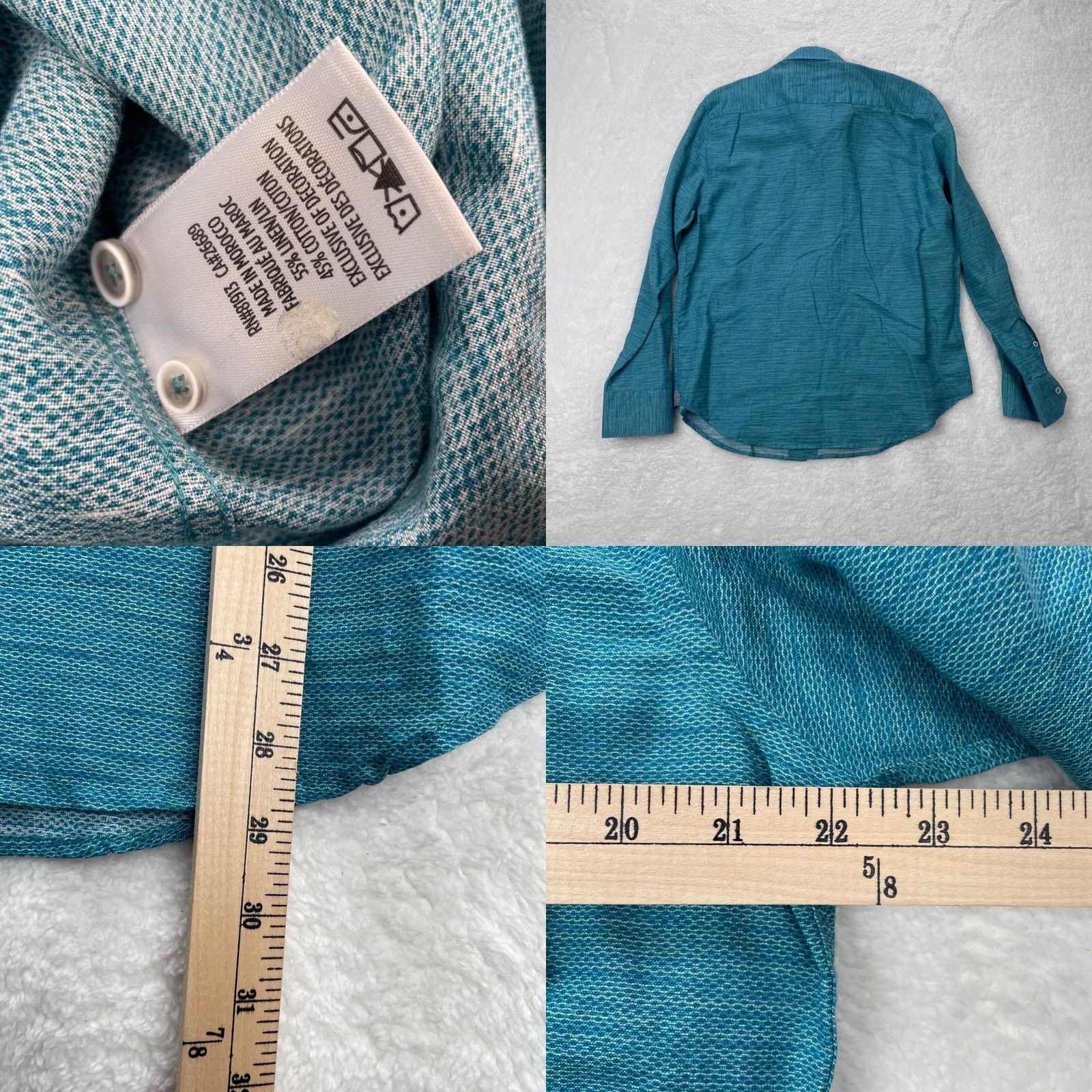 Robert Graham Robert Graham Shirt Mens Large Blue Linen Blend Classic Fit Brixton Button-Up Size US L / EU 52-54 / 3 - 8 Thumbnail