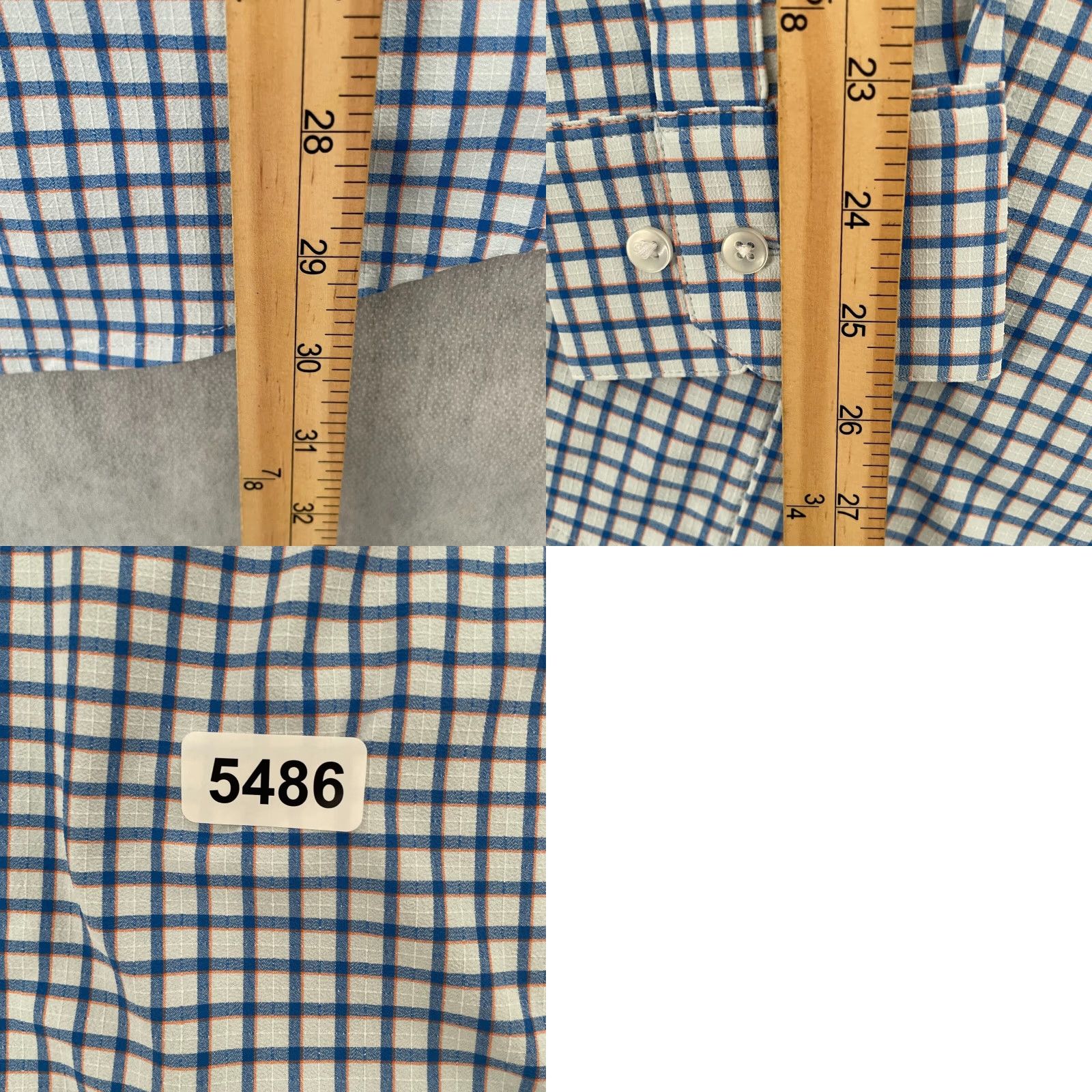 Mizzen+Main Mizzen+Main Shirt Adult Medium Trim Blue Checkered Button Up Performance Mens M Button-Up Casual Mens Blue Checkered Mizzen+Main Shirt Up Button Size US M / EU 48-50 / 2 - 8 Thumbnail
