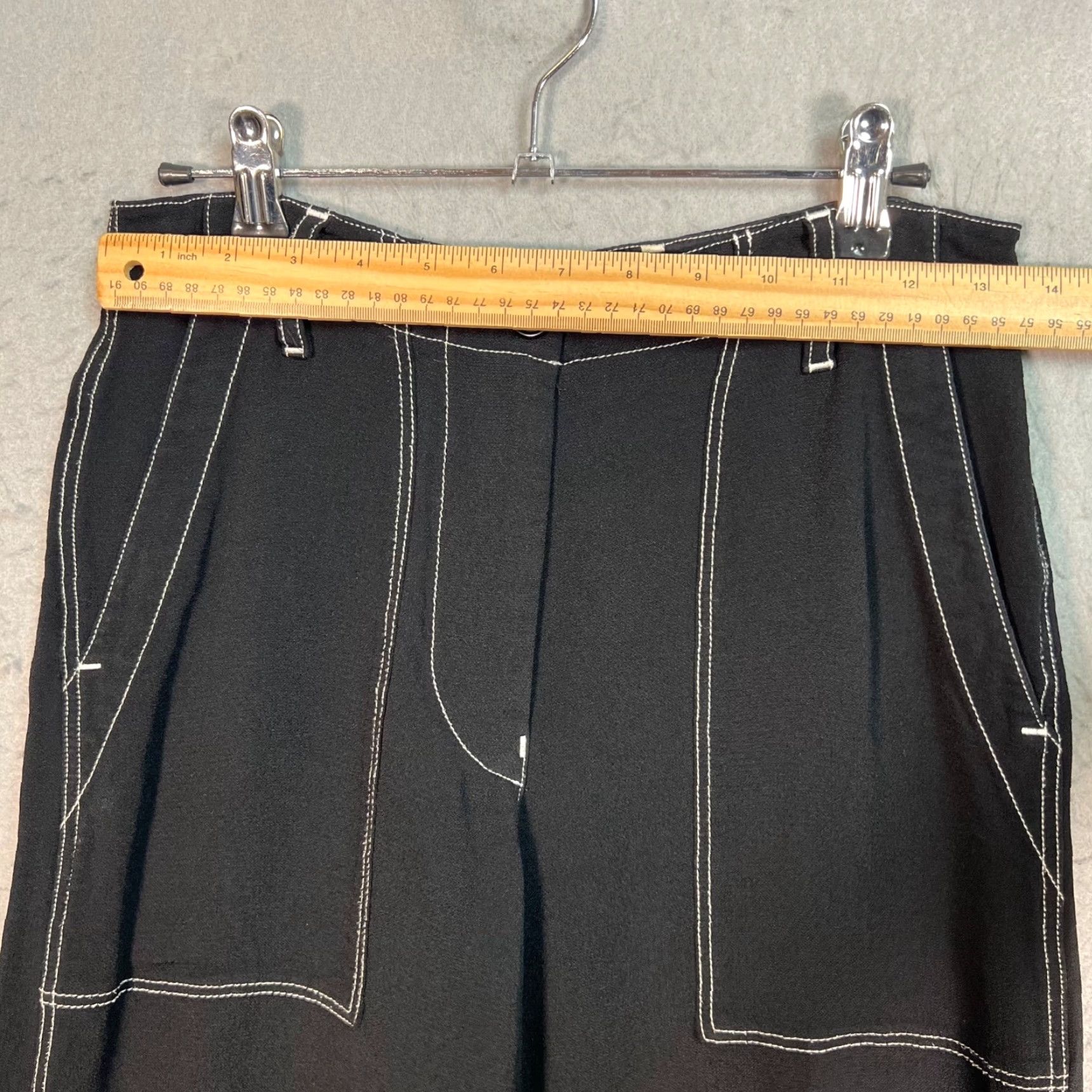 Arket Arket Black High-Waisted Trousers With Contrast Stitching Womens 36 Pants Wide-Leg Spring Summer Adults Womens Size 25" / US 0 / IT 36 - 7 Thumbnail