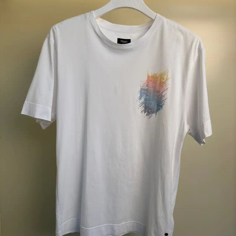 Fendi Fendi White Cotton Graphic Men's T-Shirt 0089 Size US S / EU 44-46 / 1 - 1 Thumbnail