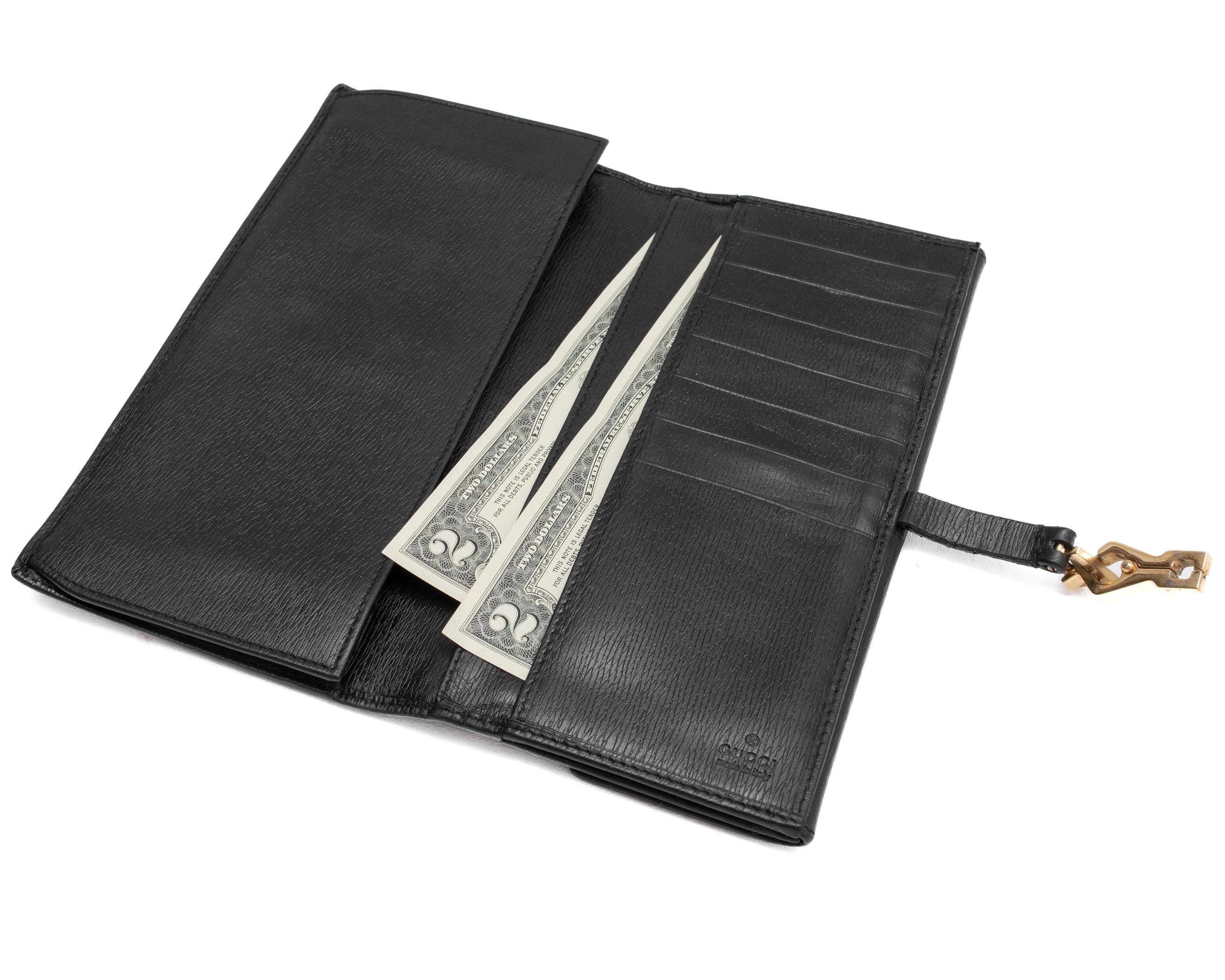 Gucci GUCCI Jackie Black Grained Leather Bifold Wallet Size ONE SIZE - 11 Thumbnail