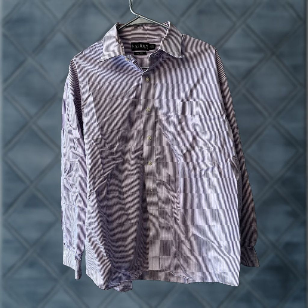Ralph Lauren Lauren Ralph Lauren Shirt Button-Up Men Classic Fit Non Iron Purple Striped Size 18 Size US XXL / EU 58 / 5 - 1 Thumbnail
