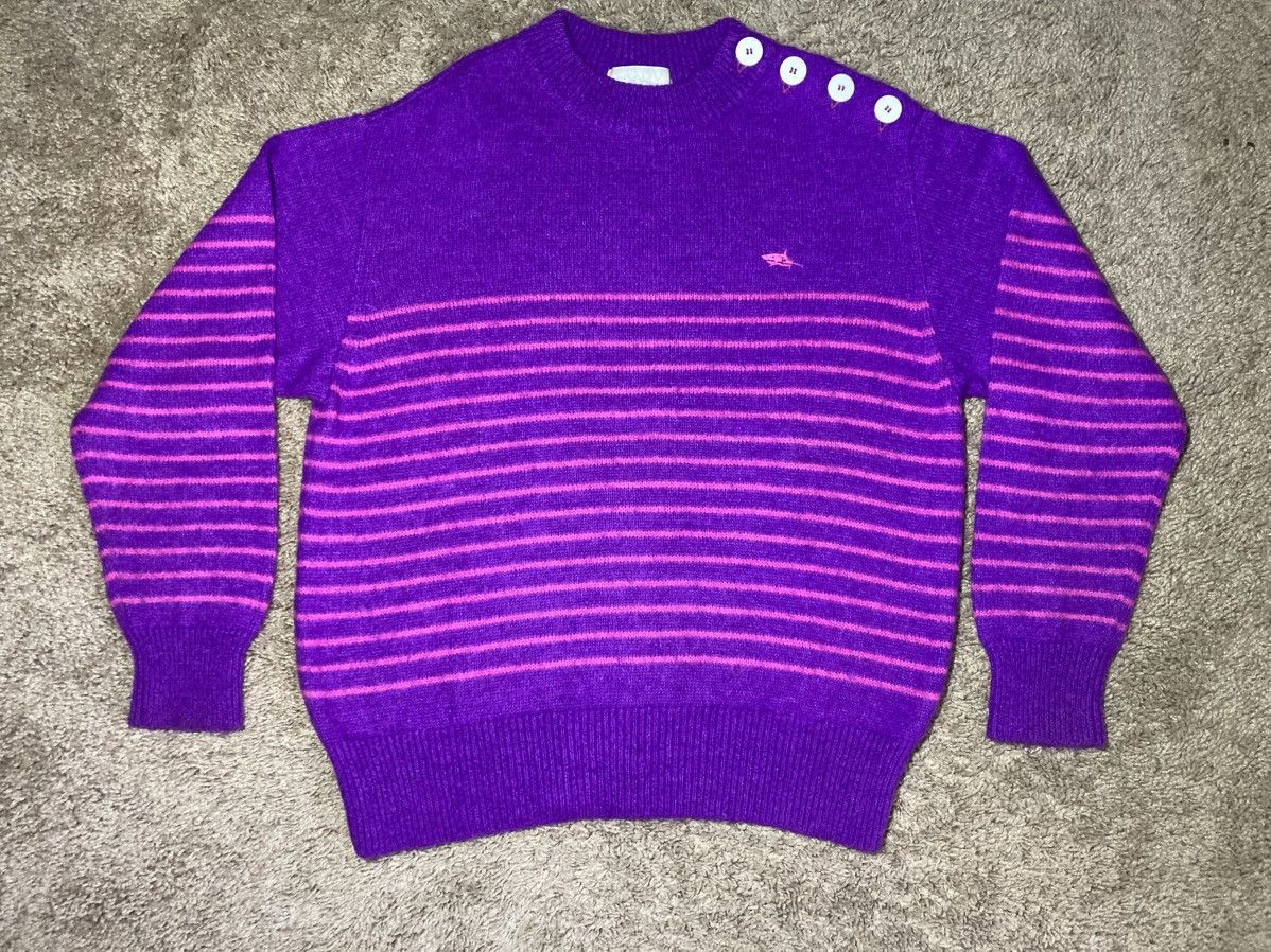 Comme des Garcons × Ganryu 2012 Ganryu Purple Knit Sweater Button Shark Striped Wool Size US S / EU 44-46 / 1 - 2 Thumbnail