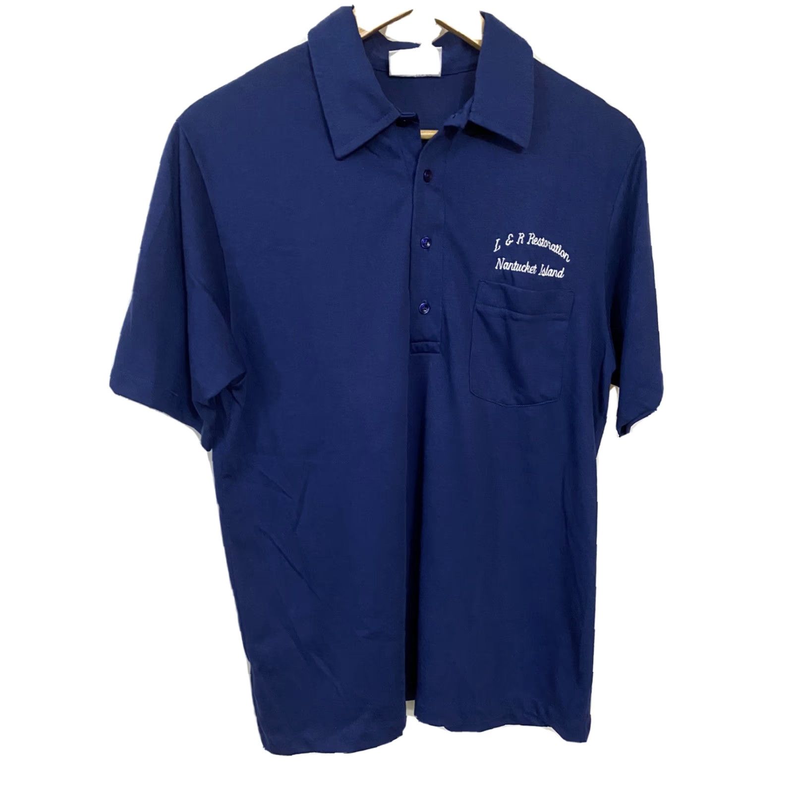Vintage VINTAGE Mens L&R Restorations Nantucket Blue Single Stitch Polo Shirt Retro Polo Shirt Mens Blue L Mens Size US L / EU 52-54 / 3 - 2 Thumbnail