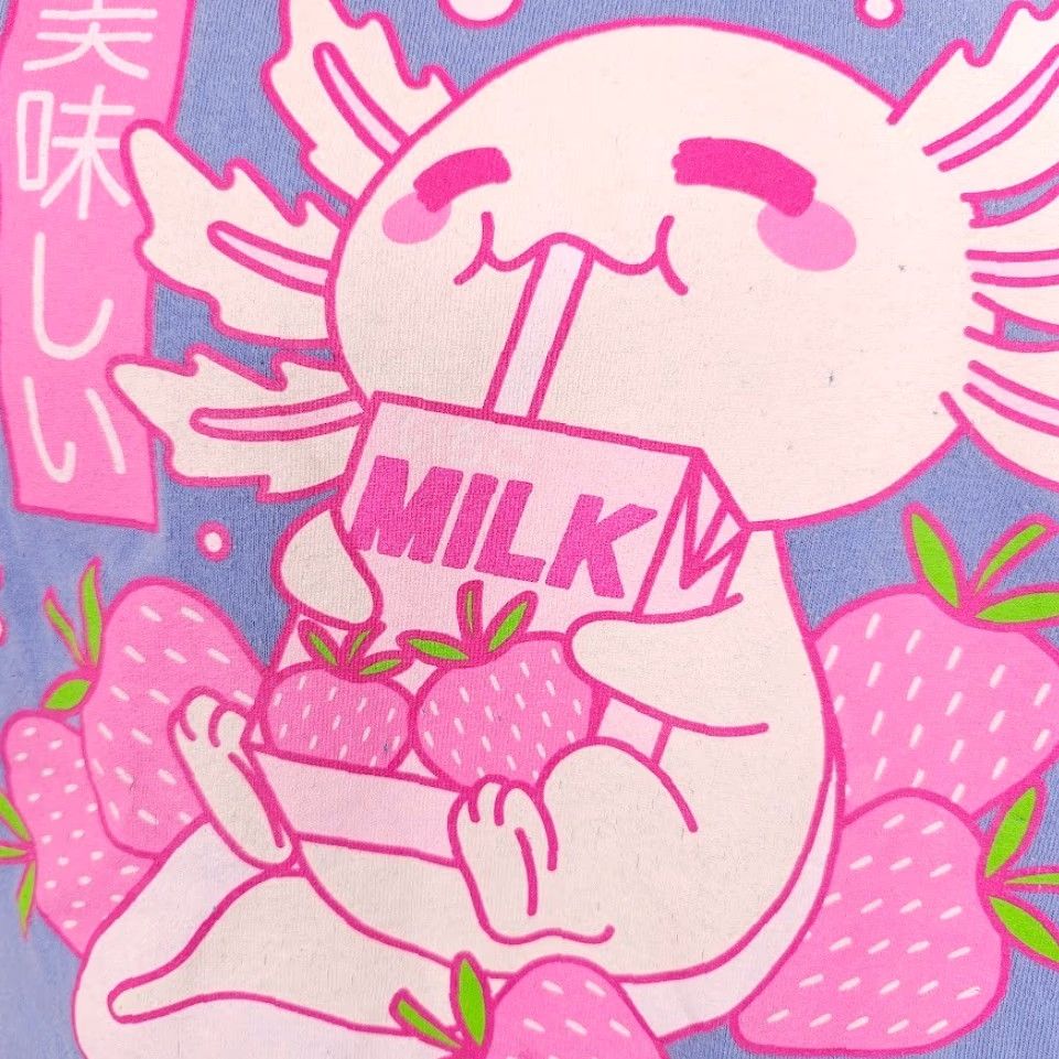 Hot Topic Axolotl Strawberry Milk T Shirt Mens Size Small Purple Kawaii Japanese Size US S / EU 44-46 / 1 - 3 Thumbnail