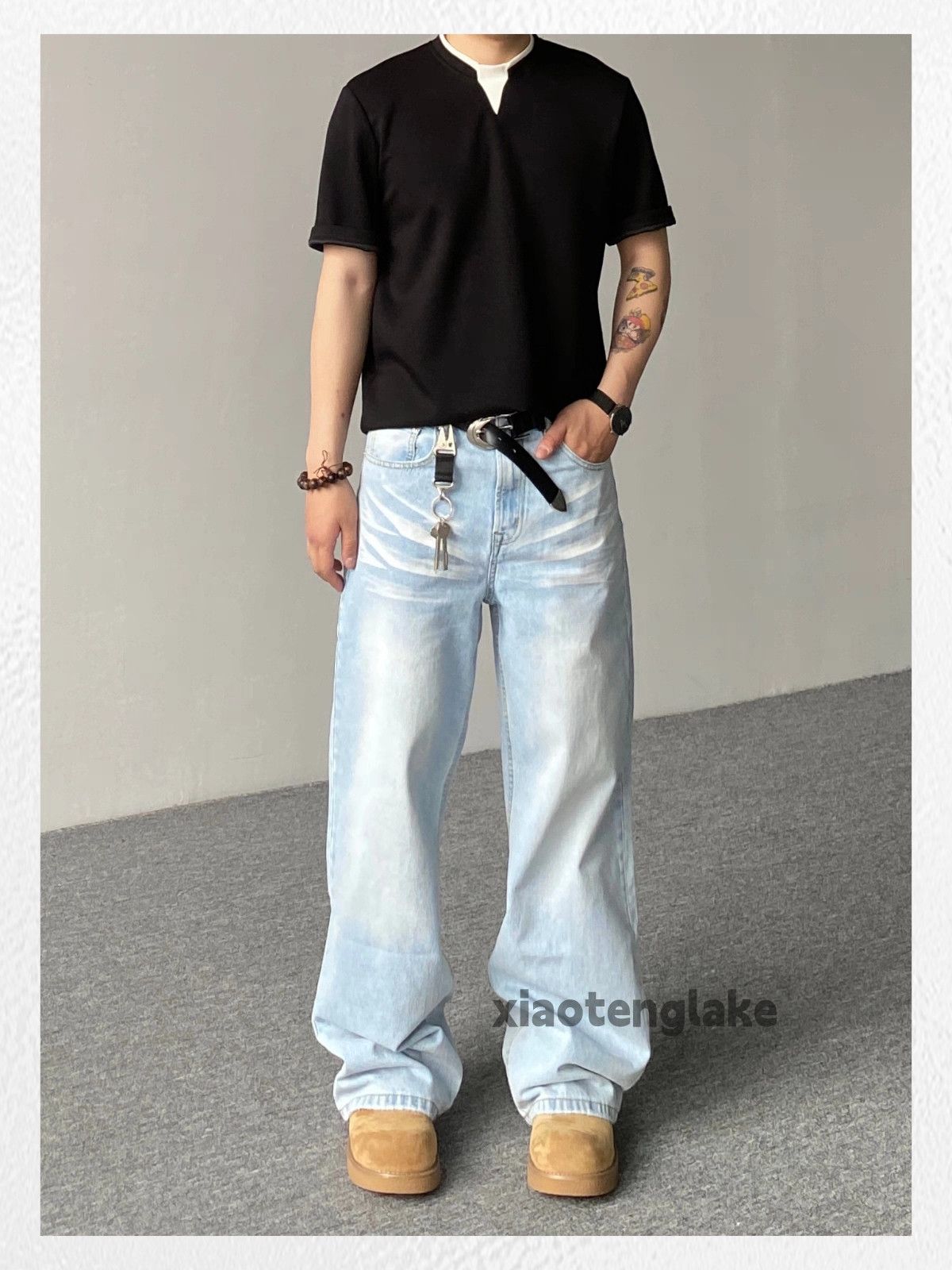 Jean Custom washed faded loose baggy hiphop y2k jeans Size US 32 / EU 48 - 2 Thumbnail