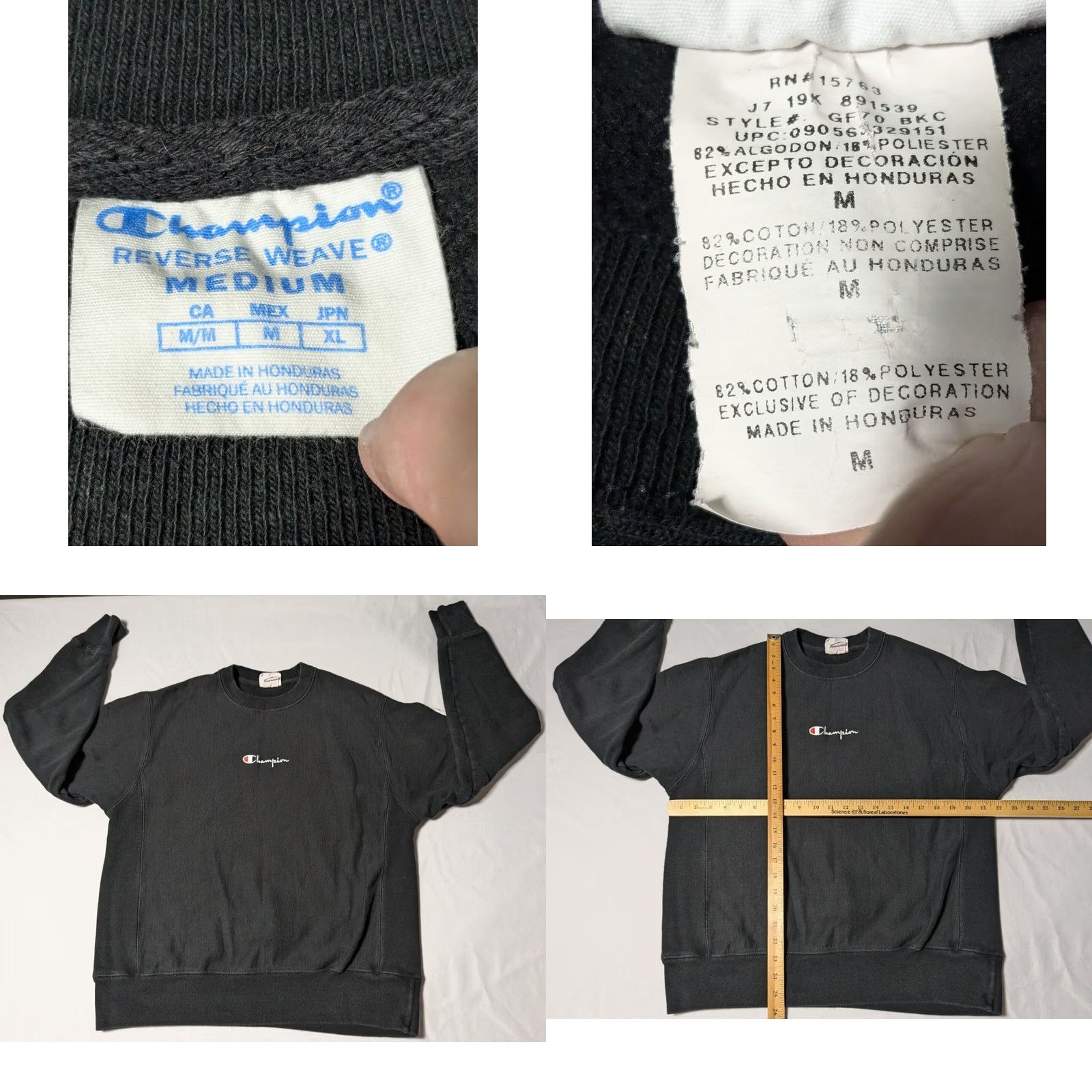 Champion VINTAGE CHAMPION REVERSE WEAVE Men Medium Black Logo Pullover Sweatshirt Size US M / EU 48-50 / 2 - 8 Thumbnail