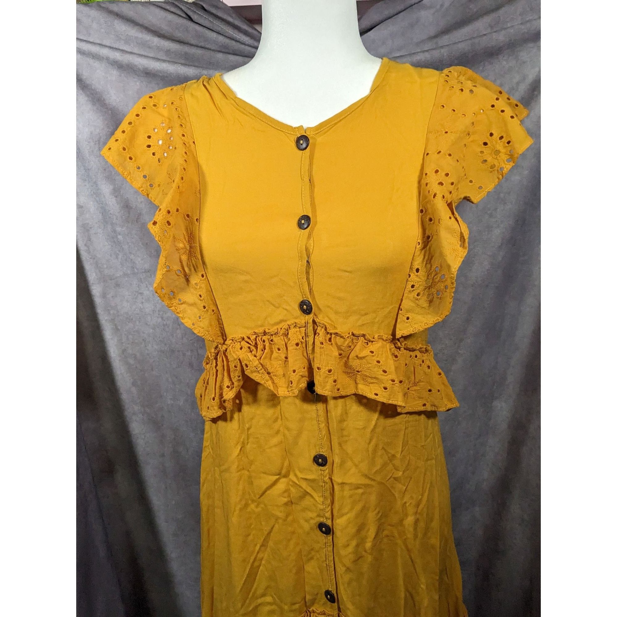 Other Vintage Mustard The Cove Atlantis Ruffle Maxi Dress Size Sma Size S / US 4 / IT 40 - 9 Thumbnail