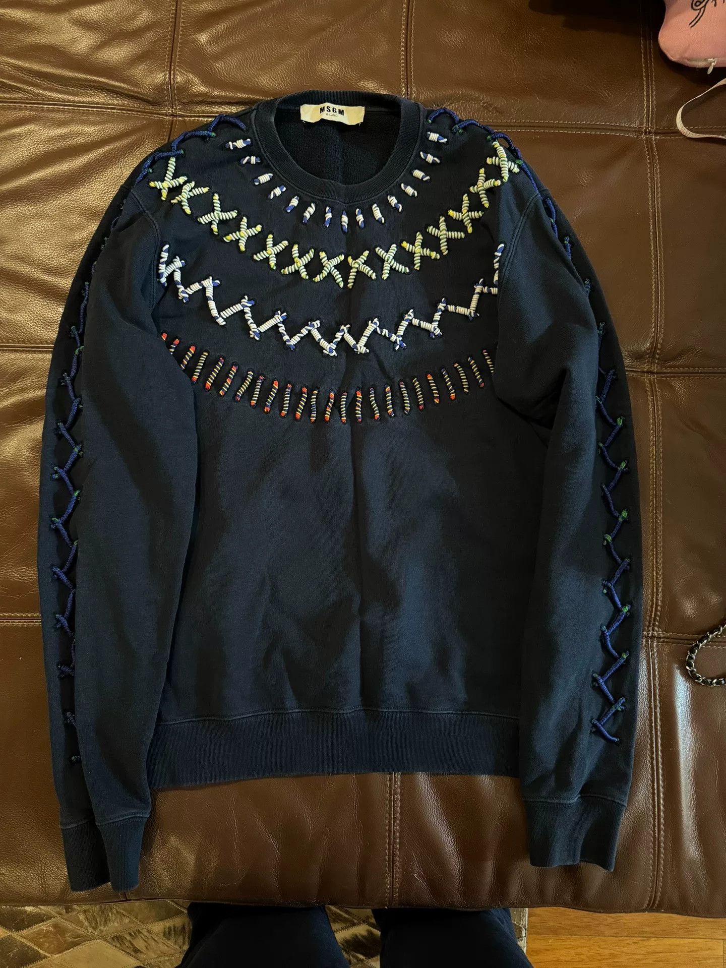 MSGM mens sweatshirt with unique weaving design Size US S / EU 44-46 / 1 - 1 Thumbnail