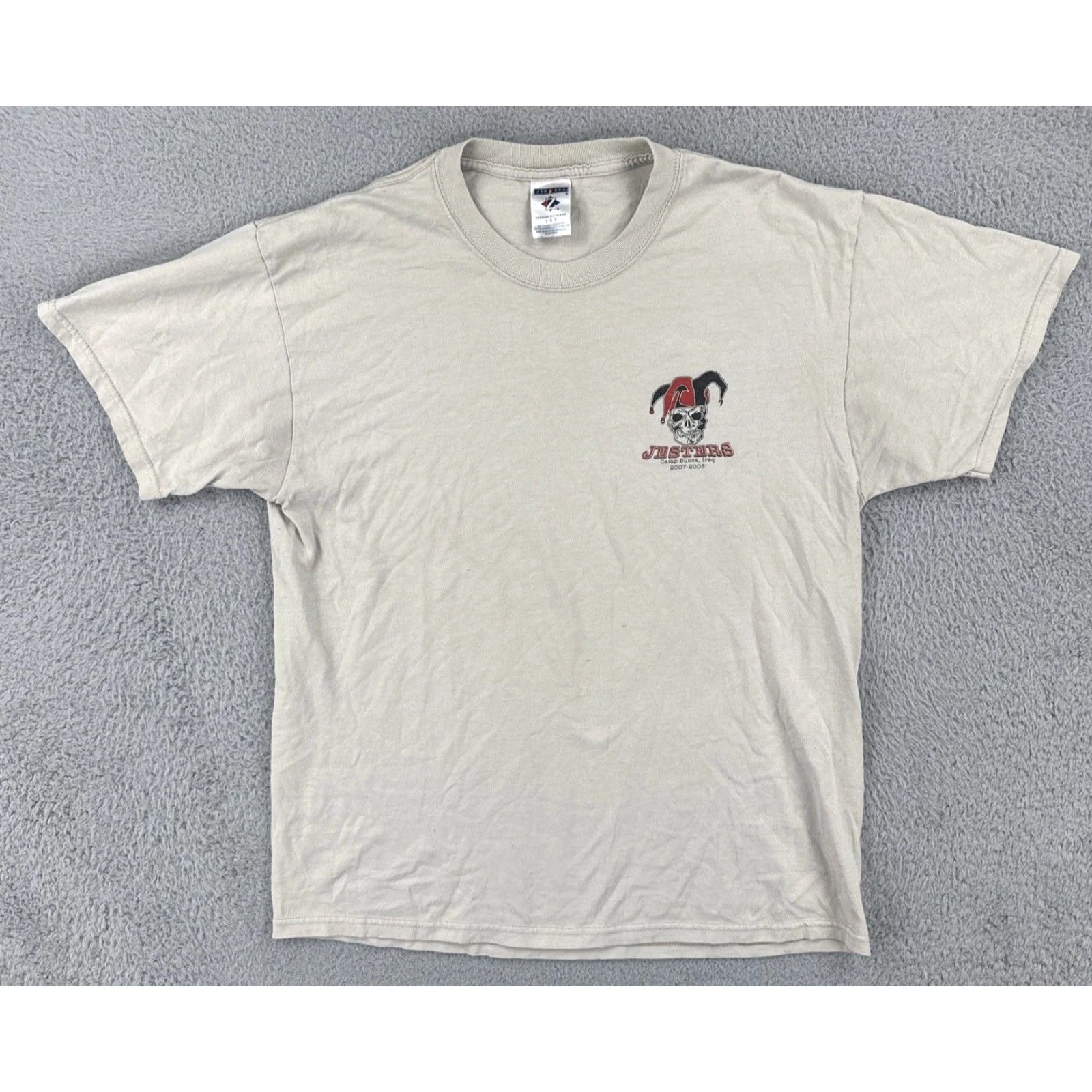 Jerzees VINTAGE Jerzees T-Shirt Beige Crew Neck Short Sleeve Military 2007-2008 JERZEES Mens Large Beige T Shirt U.S. Military Size US L / EU 52-54 / 3 - 2 Thumbnail