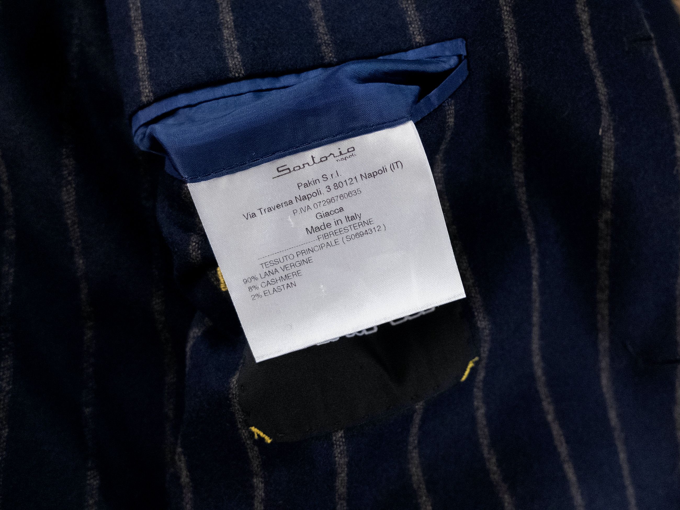 SARTORIO Napoli by Kiton navy blue wool cashmere suit 44 54