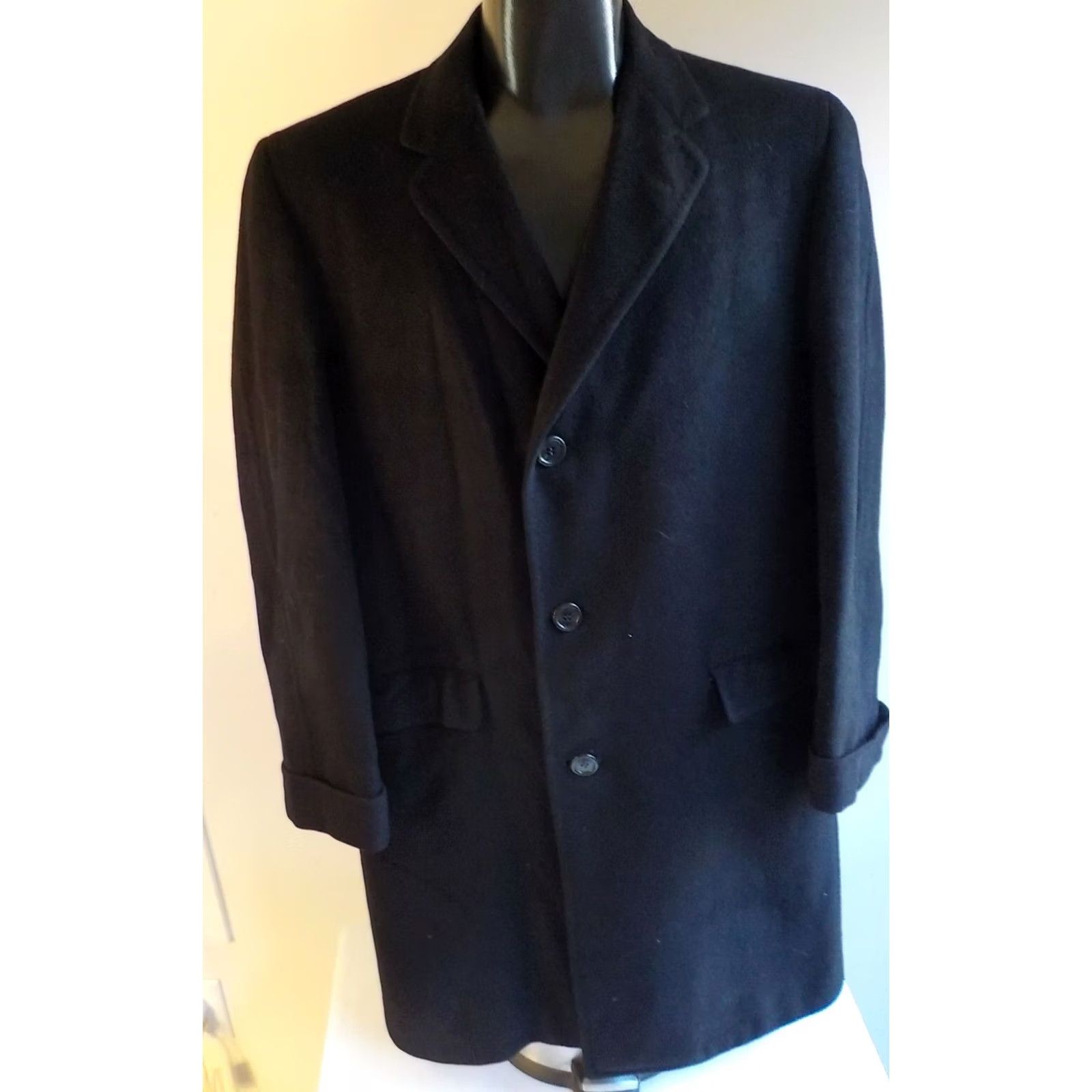 Vintage VINTAGE Unbranded Overcoat Black Wool Cashmere/Mix Single Breasted M/L Mens Overcoat Size US M / EU 48-50 / 2 - 2 Thumbnail