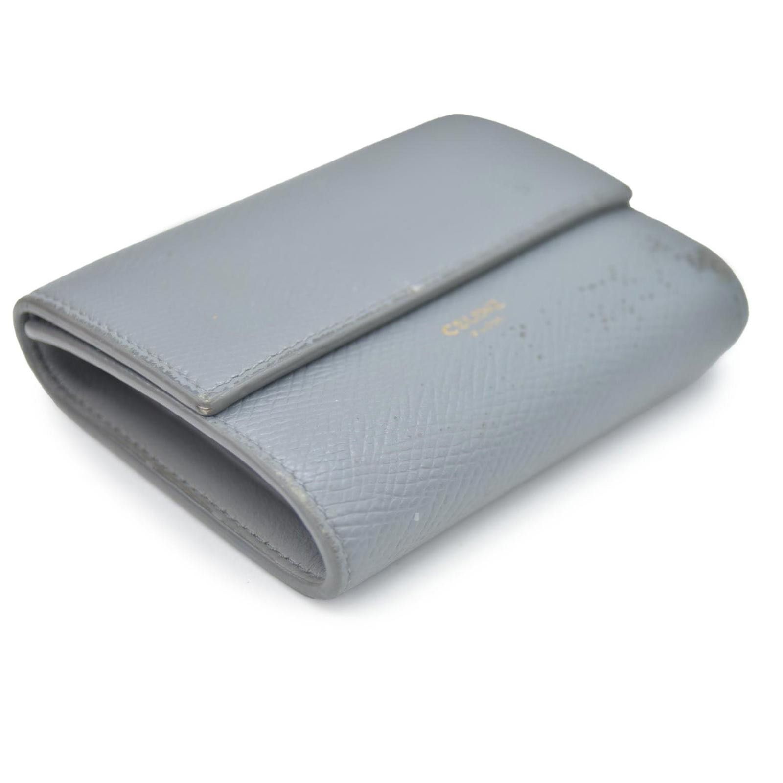 Celine CELINE Small Folded Multifunction Trifold Wallet Gray Size ONE SIZE - 3 Thumbnail