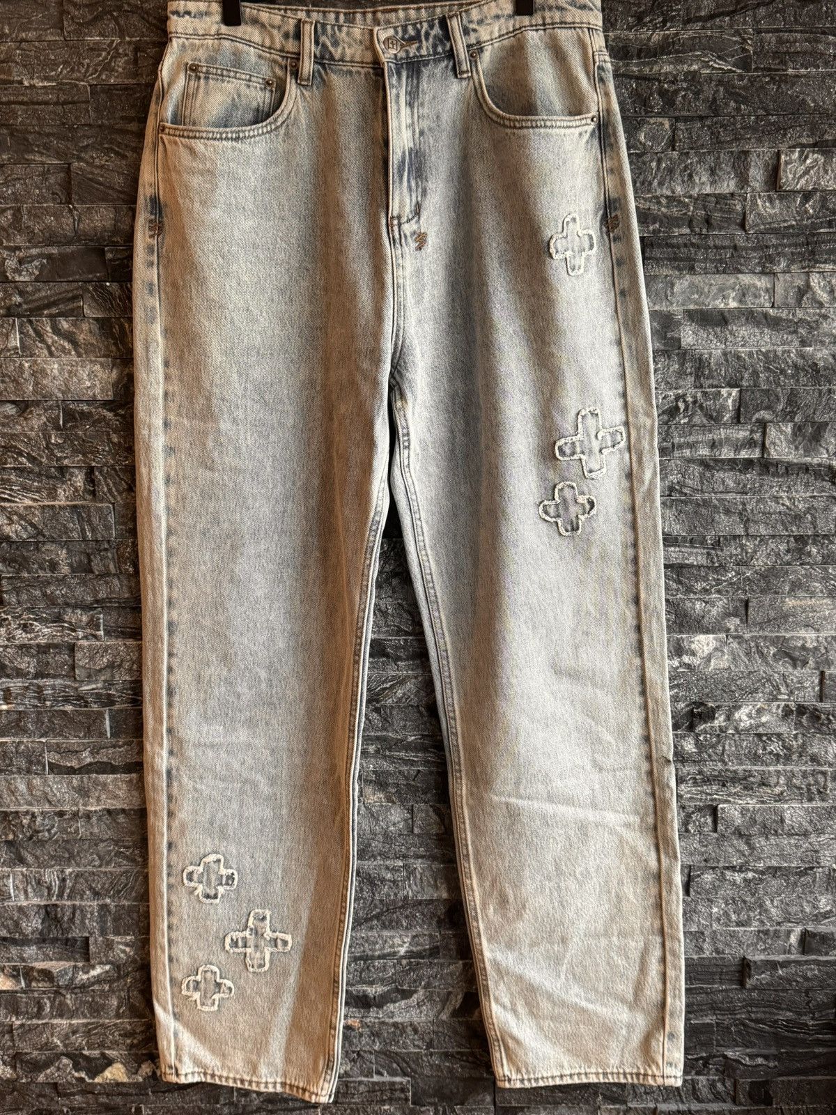 Ksubi KSUBI | Cross-Embroidered Cotton Jeans Size US 32 / EU 48 - 1 Thumbnail