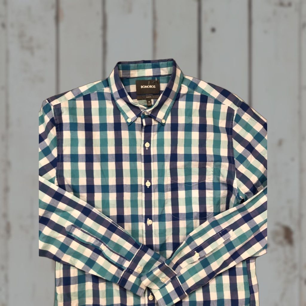Bonobos Bonobos Shirt Mens M Blue Check Slim Fit Button Down Long Sleeve Casual Size US M / EU 48-50 / 2 - 1 Thumbnail