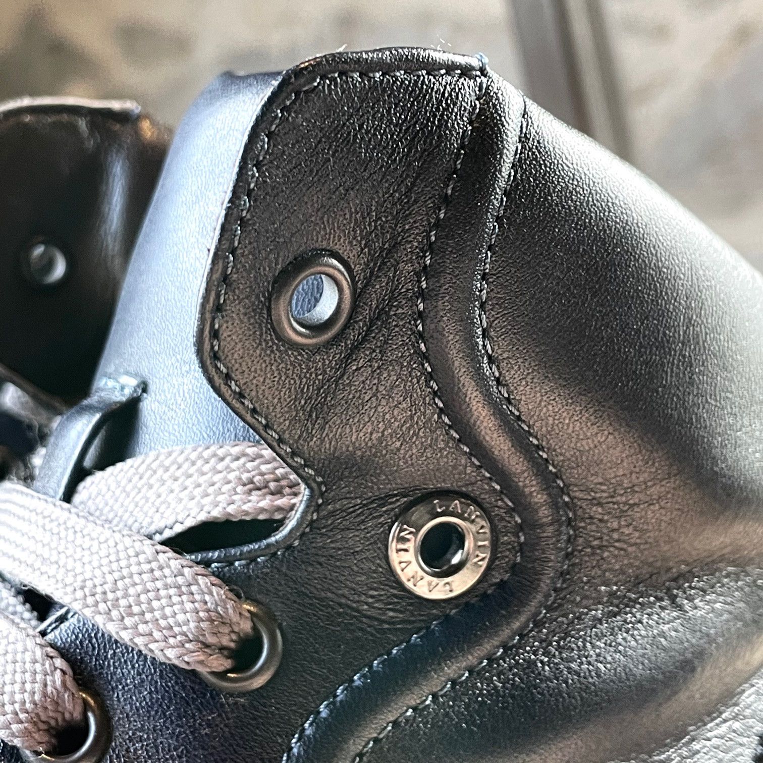 Lanvin Lanvin Navy Leather High Top Sneakers Size US 8 / EU 41 - 7 Thumbnail