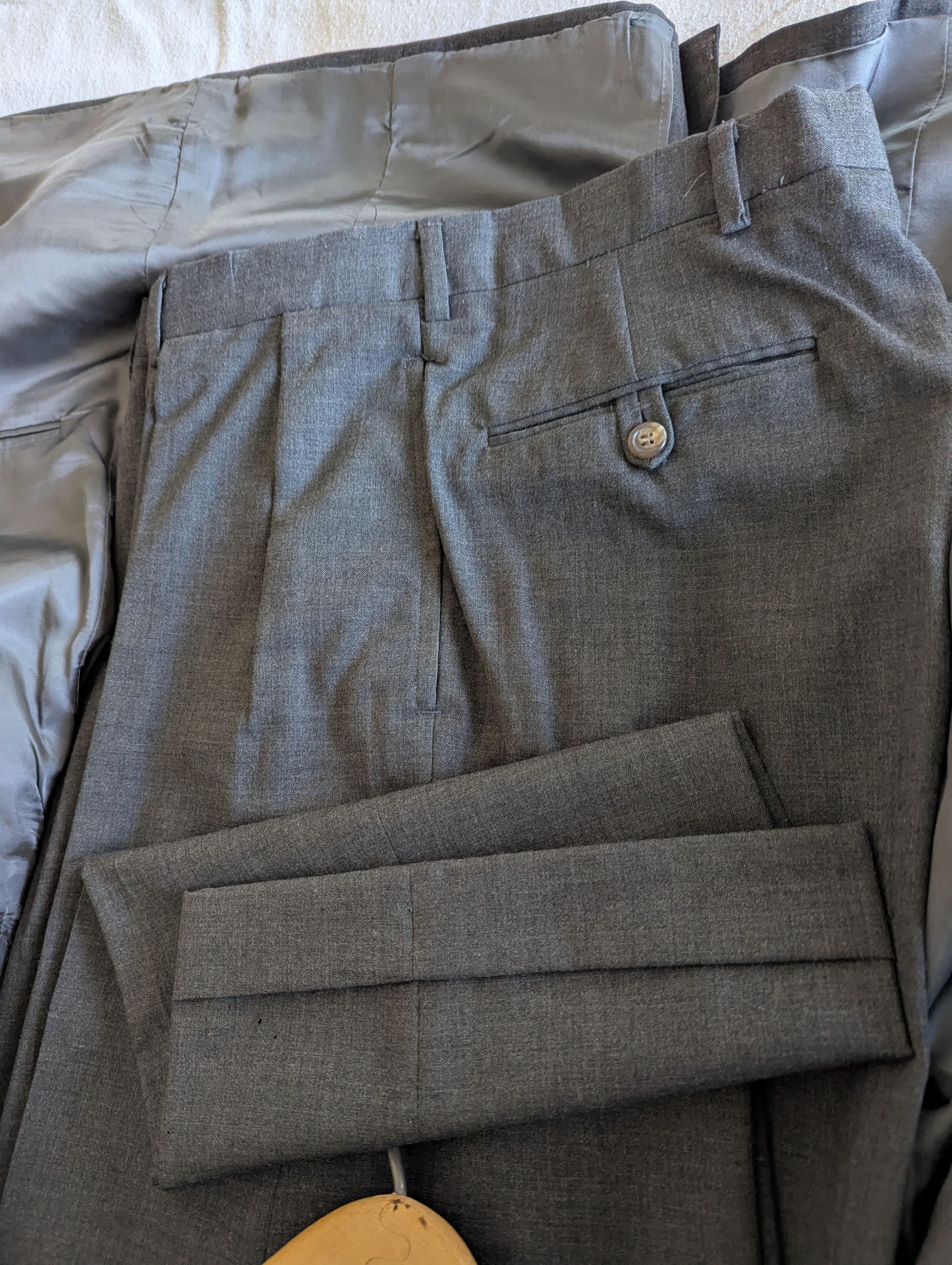 Polo Ralph Lauren Vintage Wool Gray Suit Size 44L - 6 Thumbnail