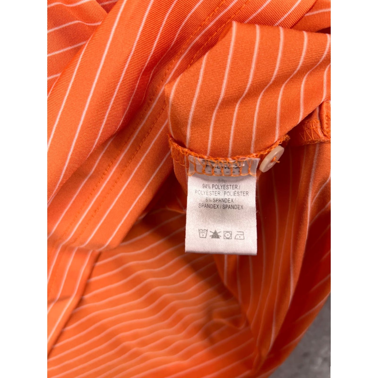 Vintage F&G Tech Polo Shirt Mens XL Orange Striped Golf Stretch Polyester 100% Polyester Shirt Polo Fashion Sports Classic Men’s Adults Regular Men Size US XL / EU 56 / 4 - 4 Thumbnail