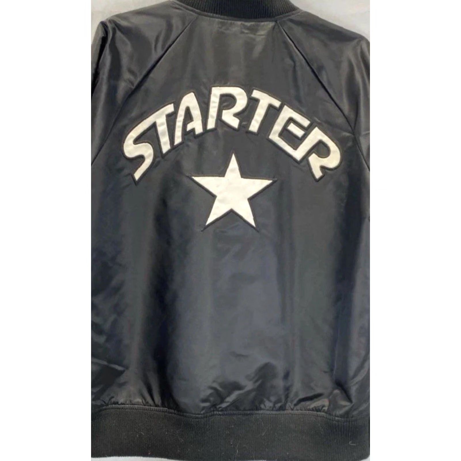 Starter VINTAGE Starter Black Label Womens Bomber Jacket Long Sleeve Snap Front Size M Black Size M / US 6-8 / IT 42-44 - 3 Thumbnail